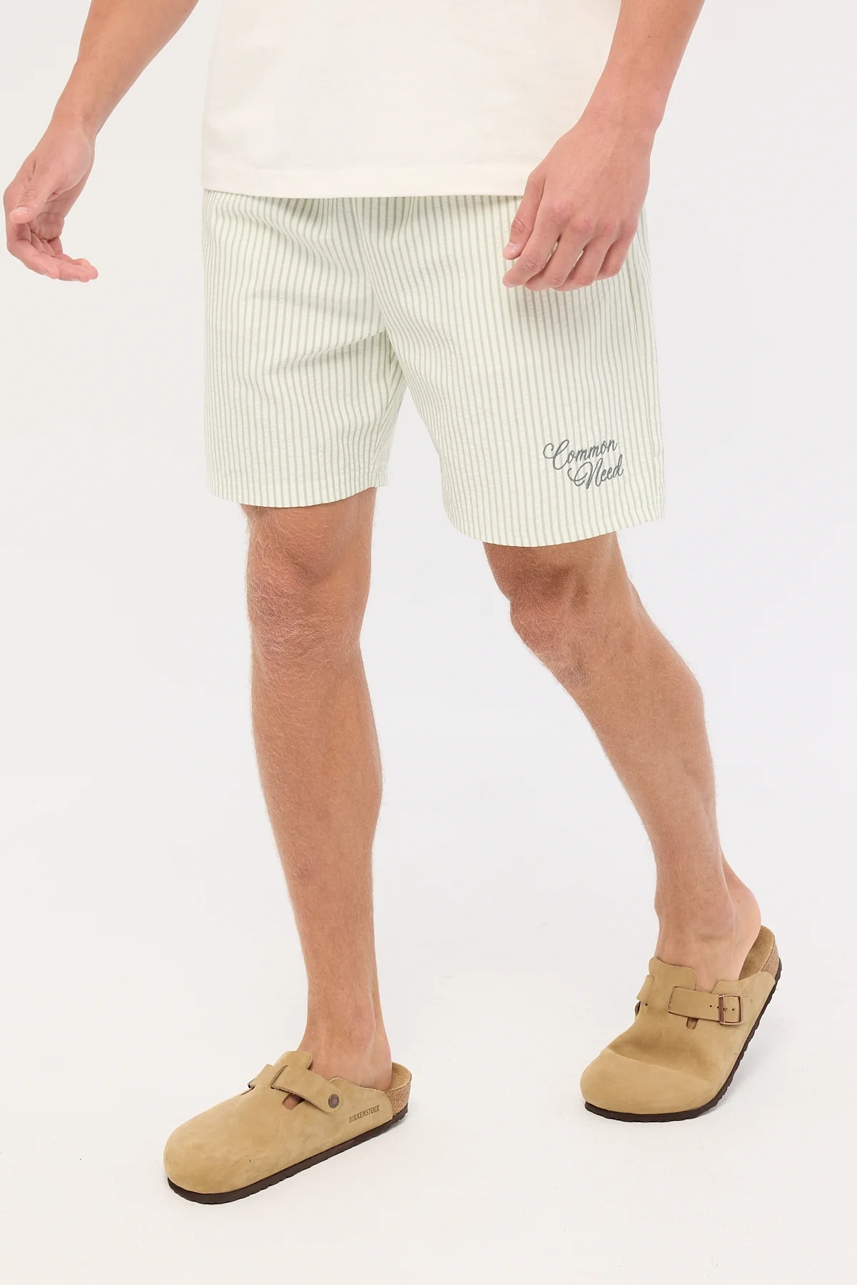 Common Need Yorick Elastic Waist Short Sage Stripe - Image 3