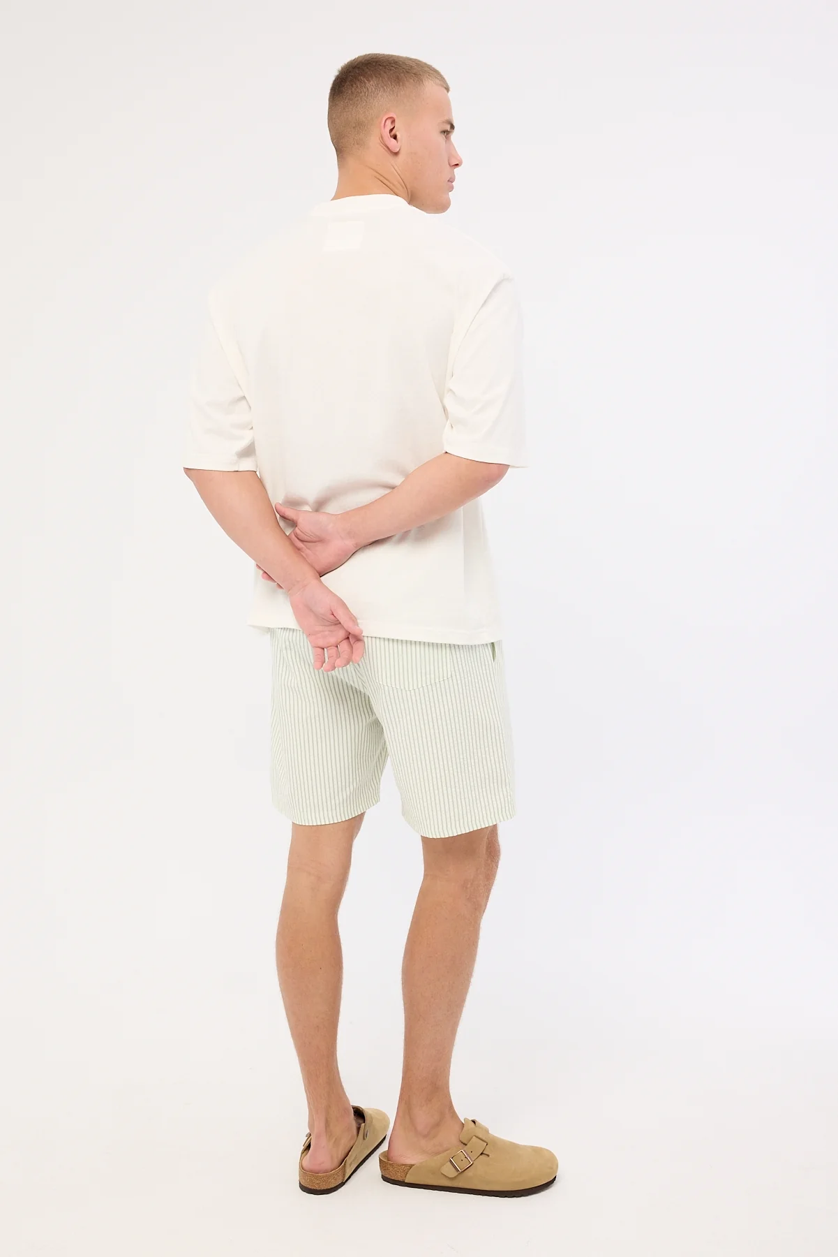 Common Need Yorick Elastic Waist Short Sage Stripe - Image 6