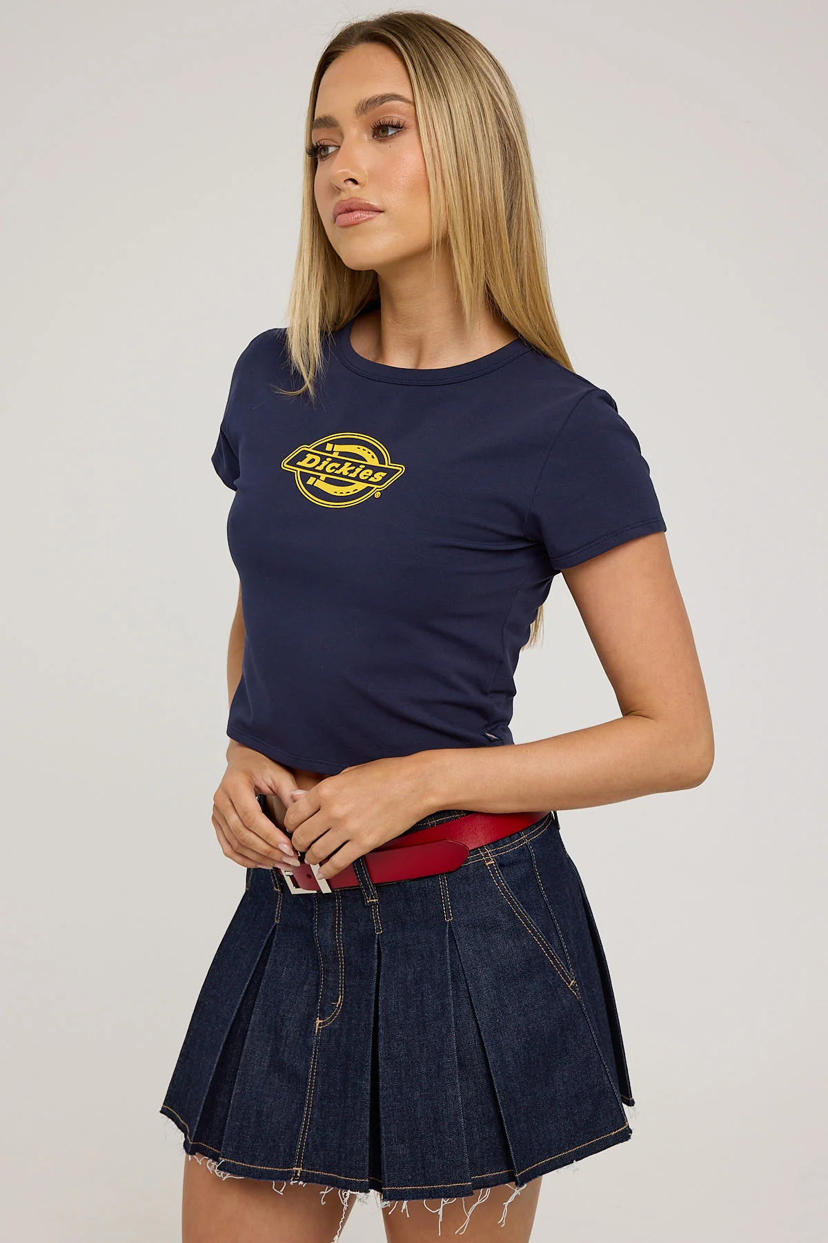 Dickies Classic Logo Baby Tee Navy - Image 4