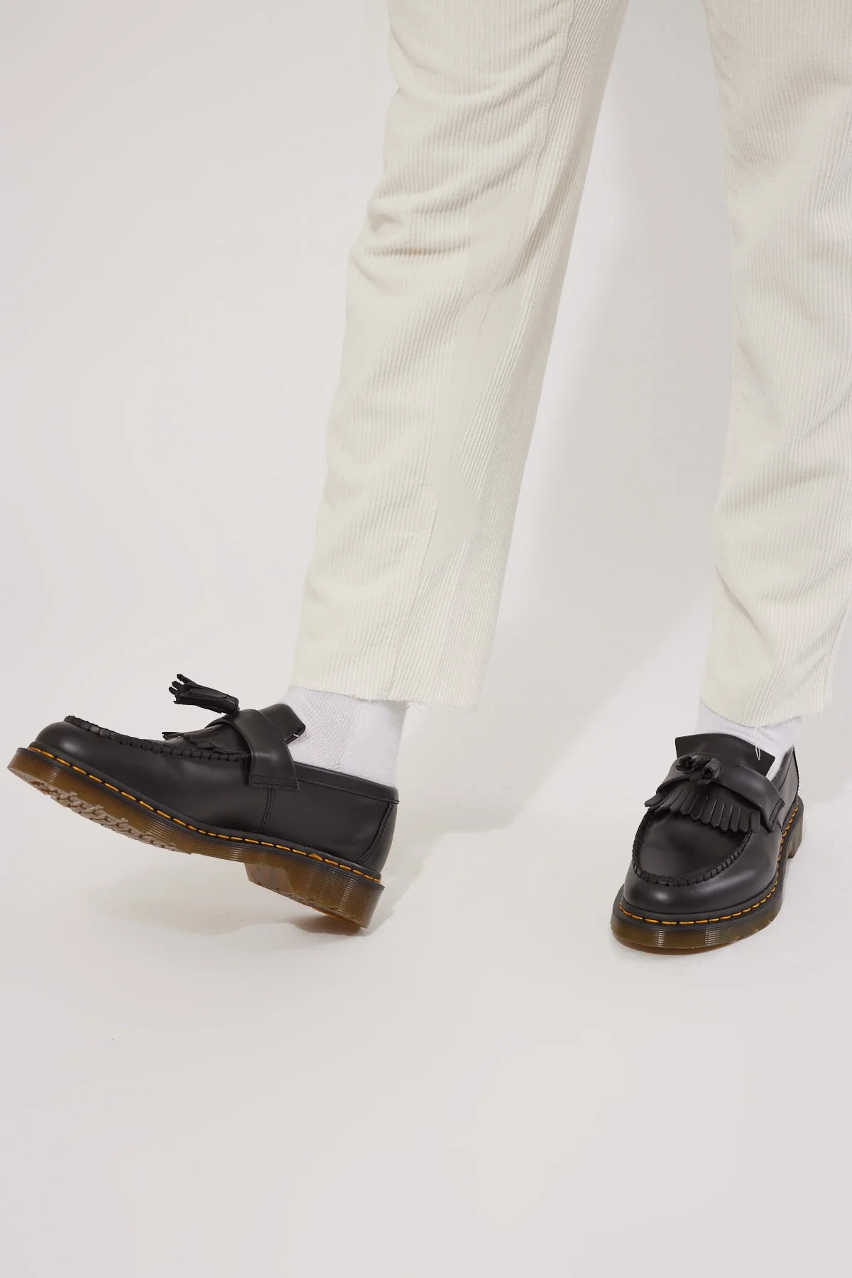 Dr Martens Adrian Tassel Loafer Black/Yellow Stitch - Image 3