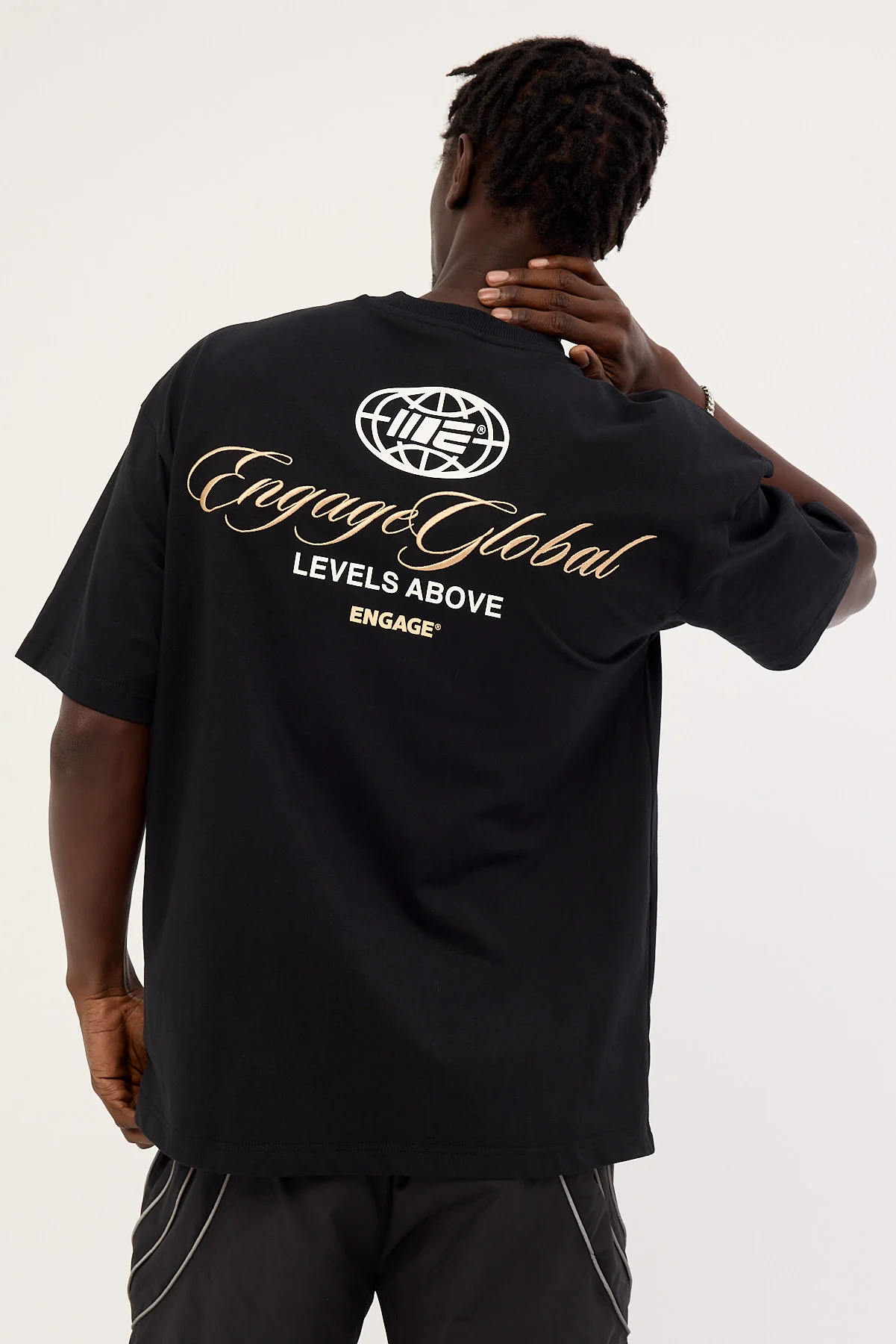 Engage Global Script Oversized Tee Black