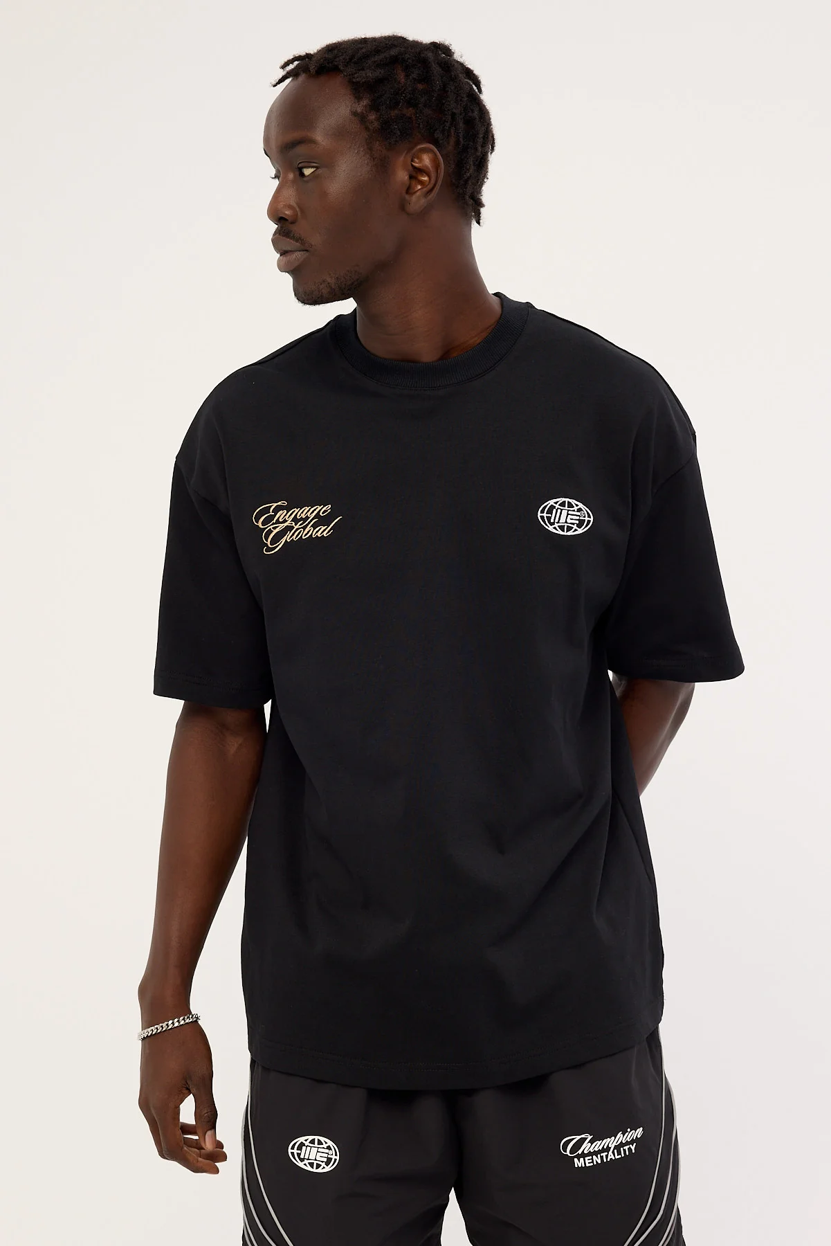 Engage Global Script Oversized Tee Black - Image 3