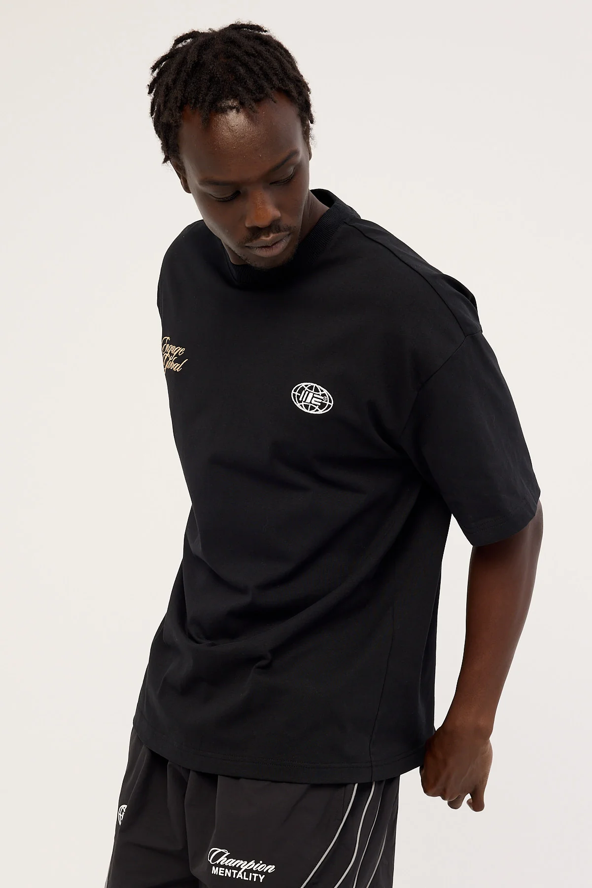 Engage Global Script Oversized Tee Black - Image 4