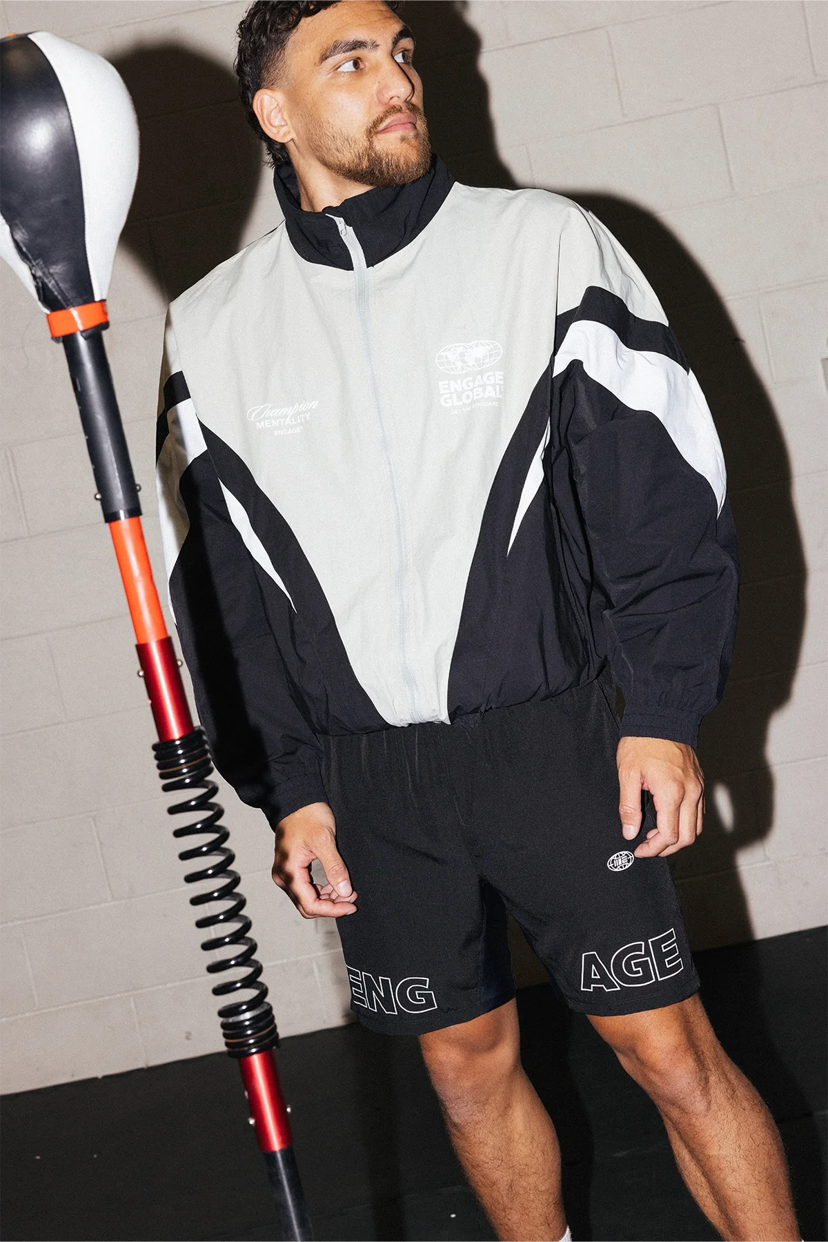 Engage Global Track Suit Jacket Black/Grey - Image 2