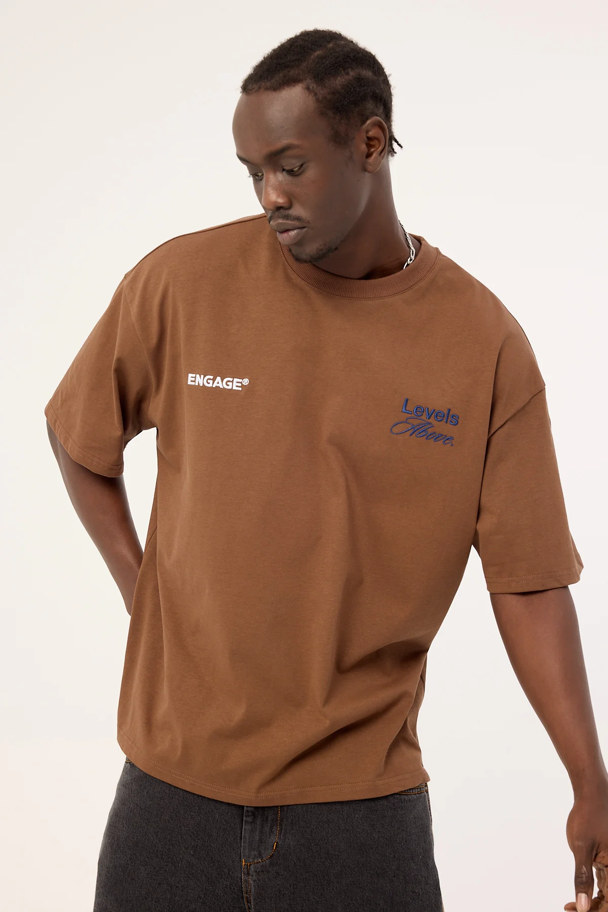 Engage Levels Above Oversized Tee Brown - Image 3