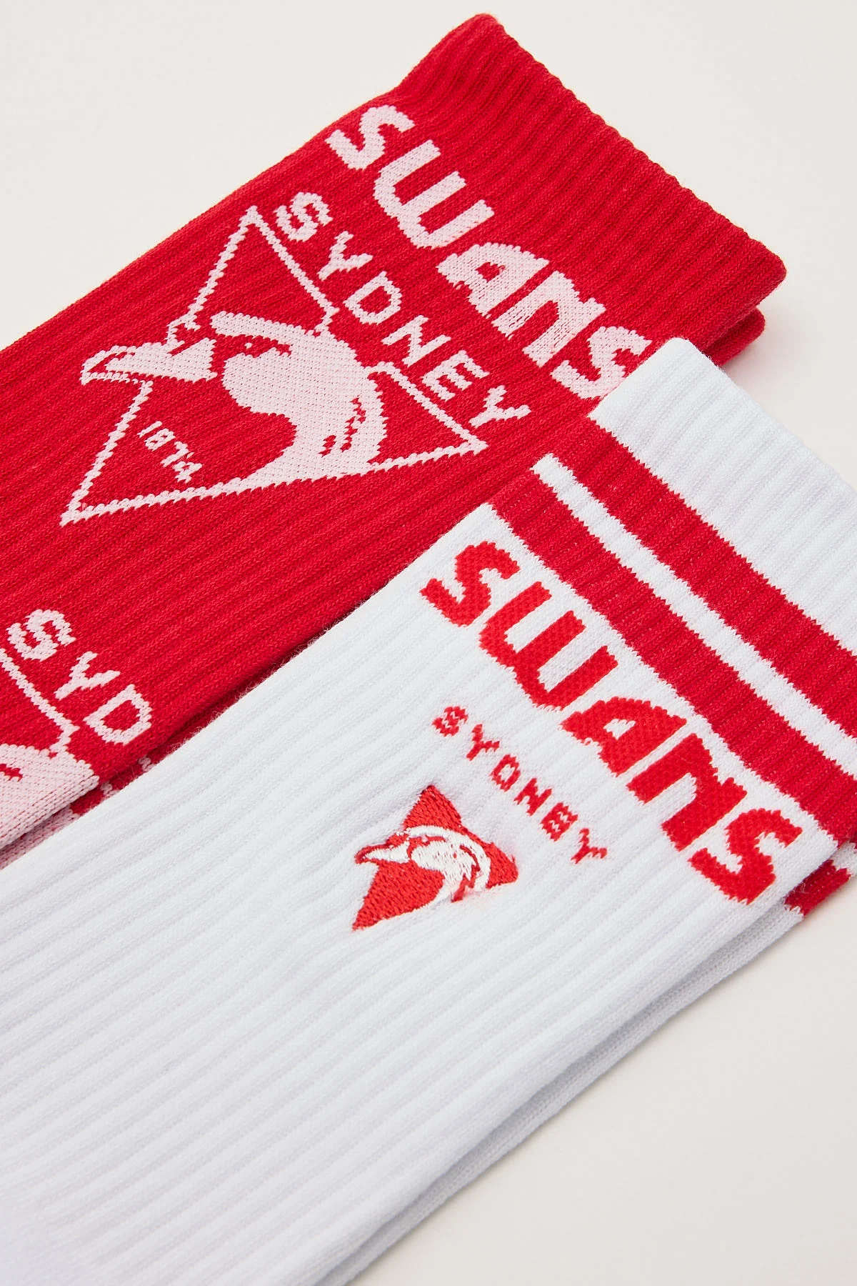 Footies Sydney Swans Sneaker Sock 2pk White/Red - Image 2