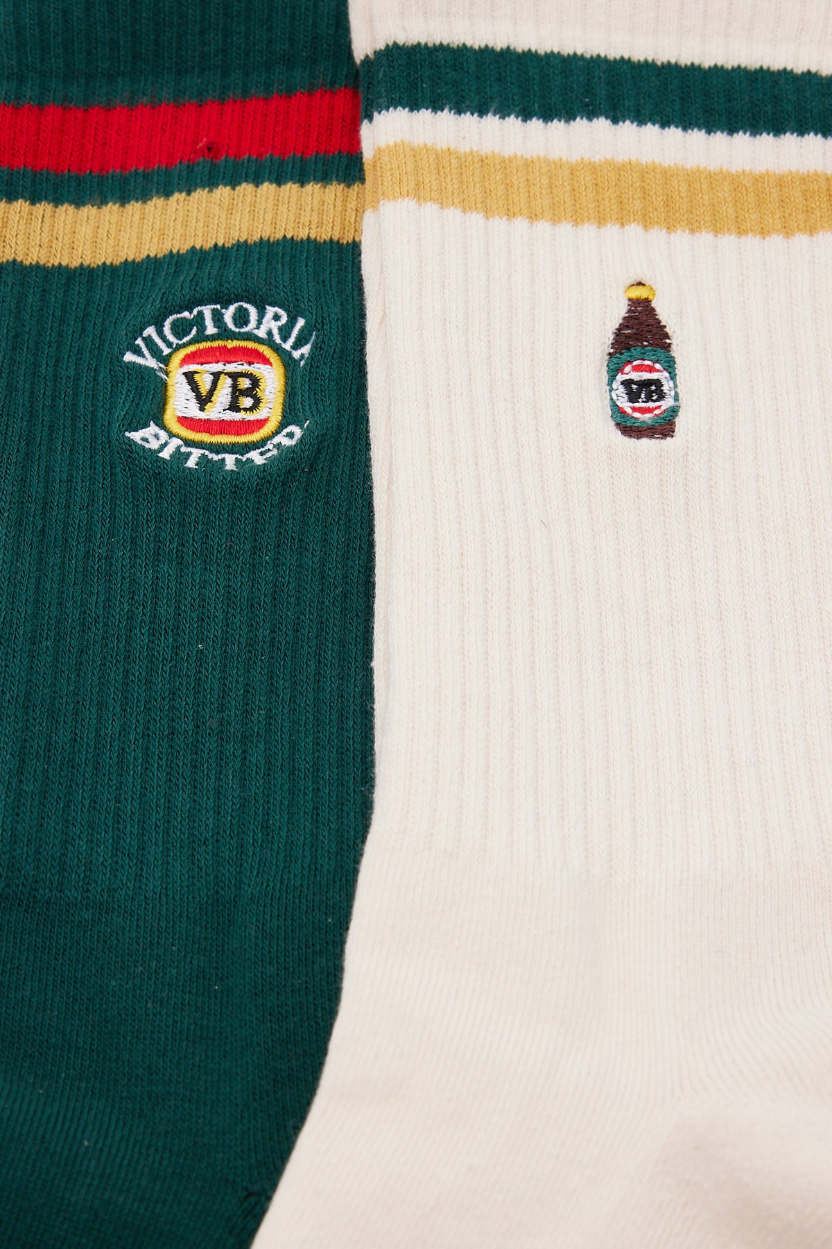 Footies VB Retro Sneaker Sock 2 Pack Cream/Green - Image 2
