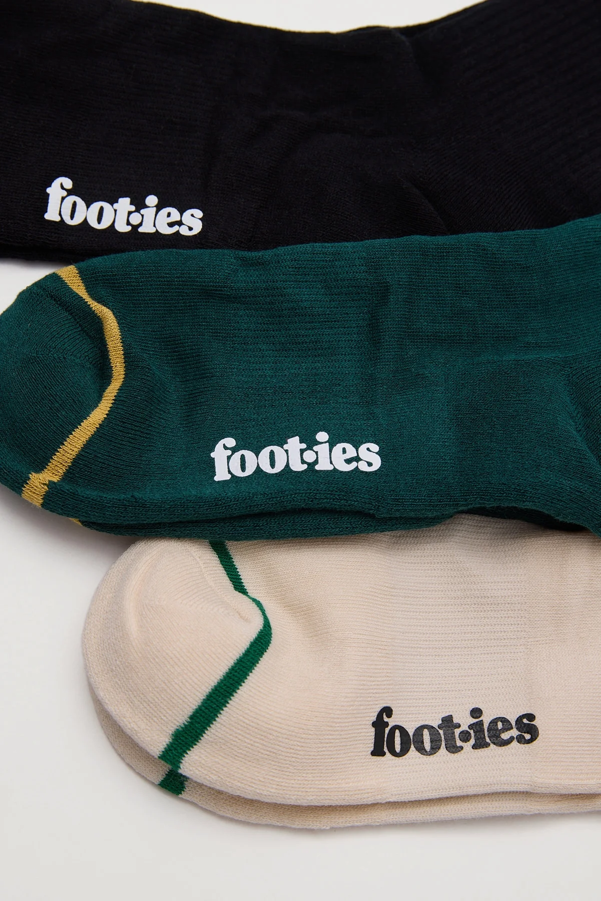 Footies VB Sneaker Socks 3 Pack Gift Can Black/Green/Cream - Image 5