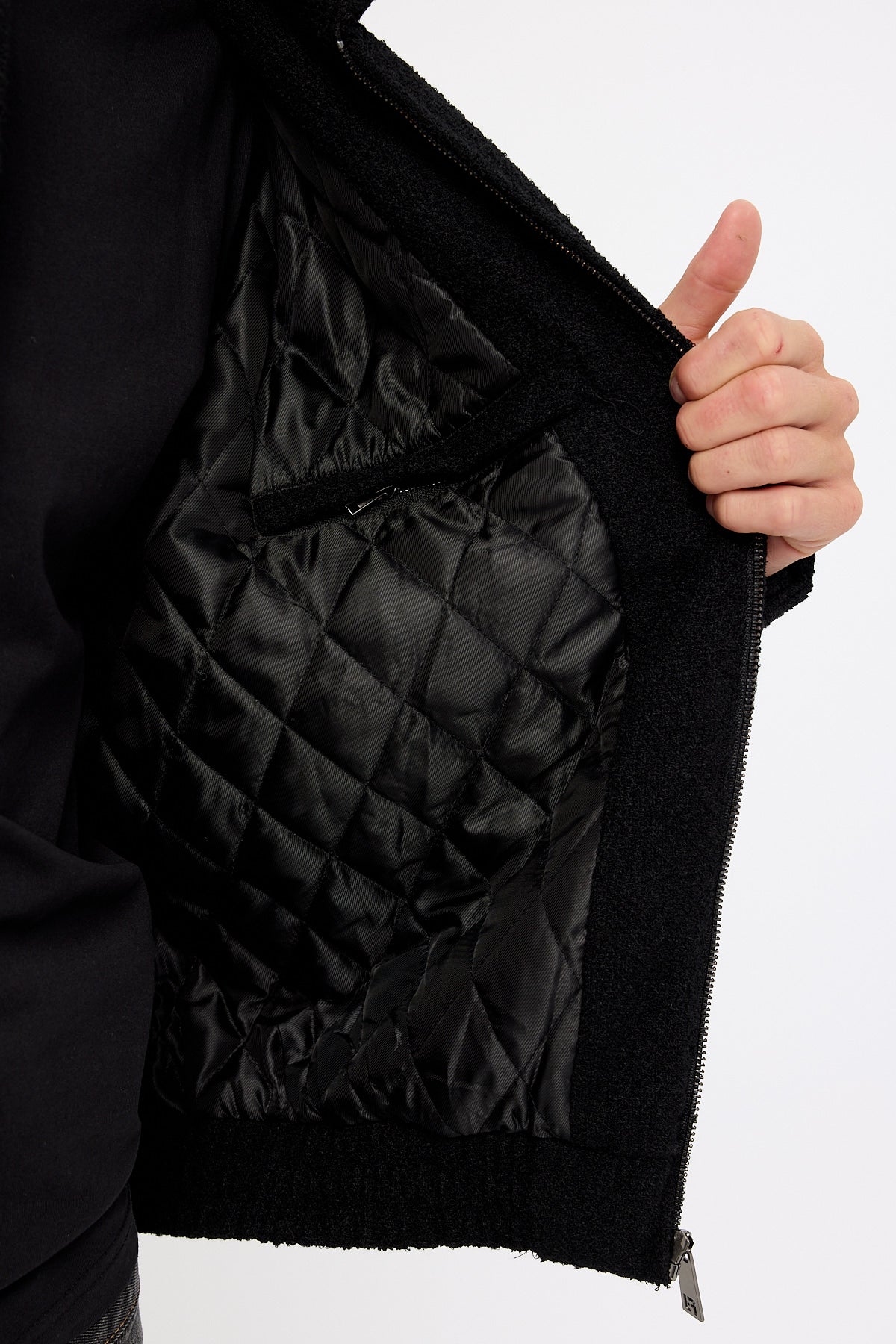 Front Runner Boucle Bomber Jacket Black - Image 9