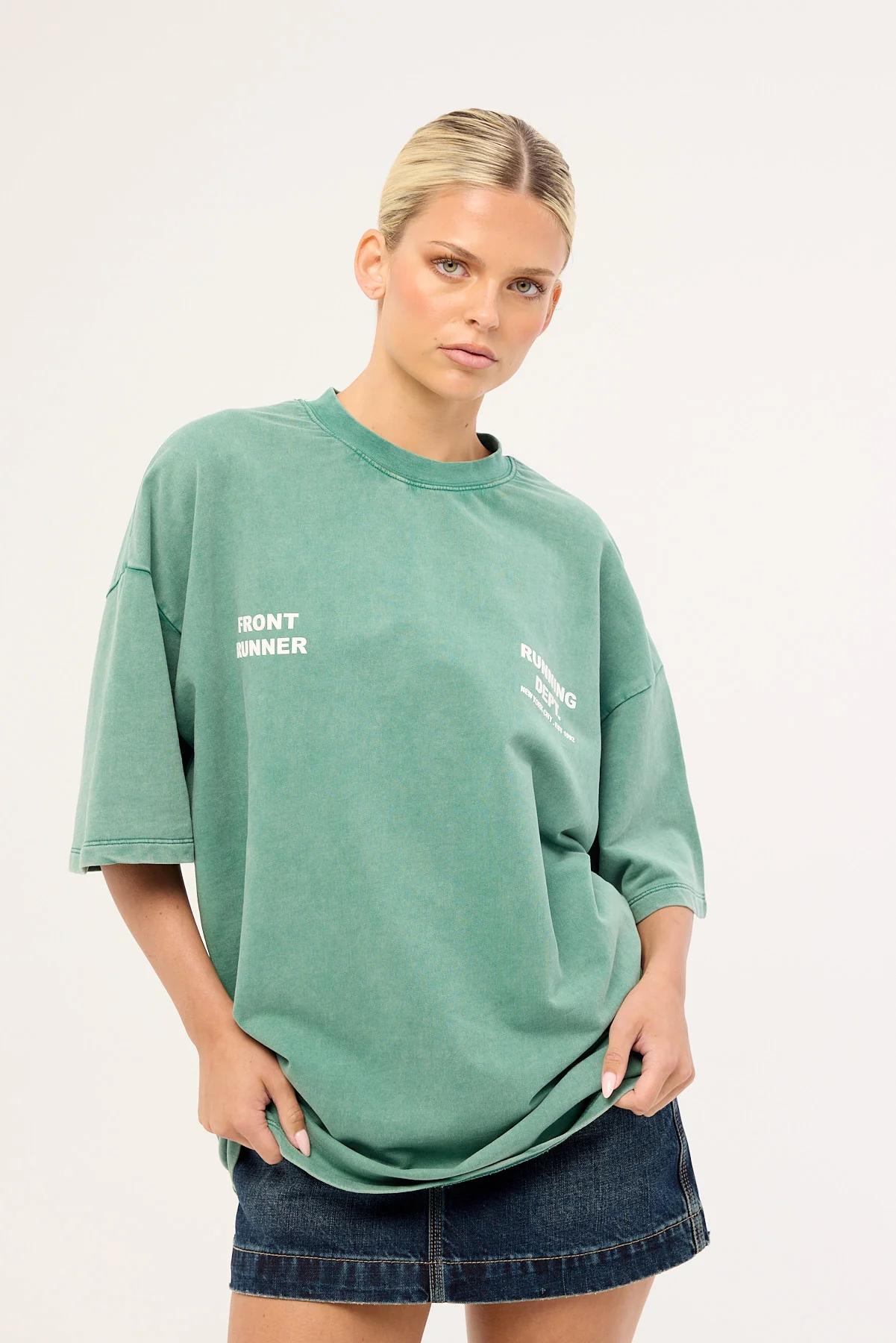 Front Runner Running Dept Tee Emerald Green Wash - Image 5