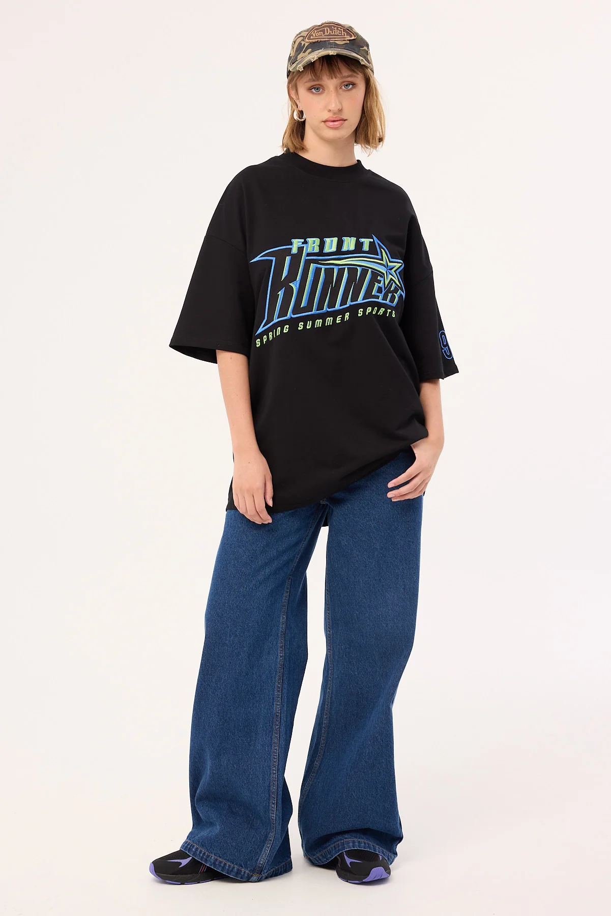 Front Runner Sports Star Tee Black Aqua - Image 6