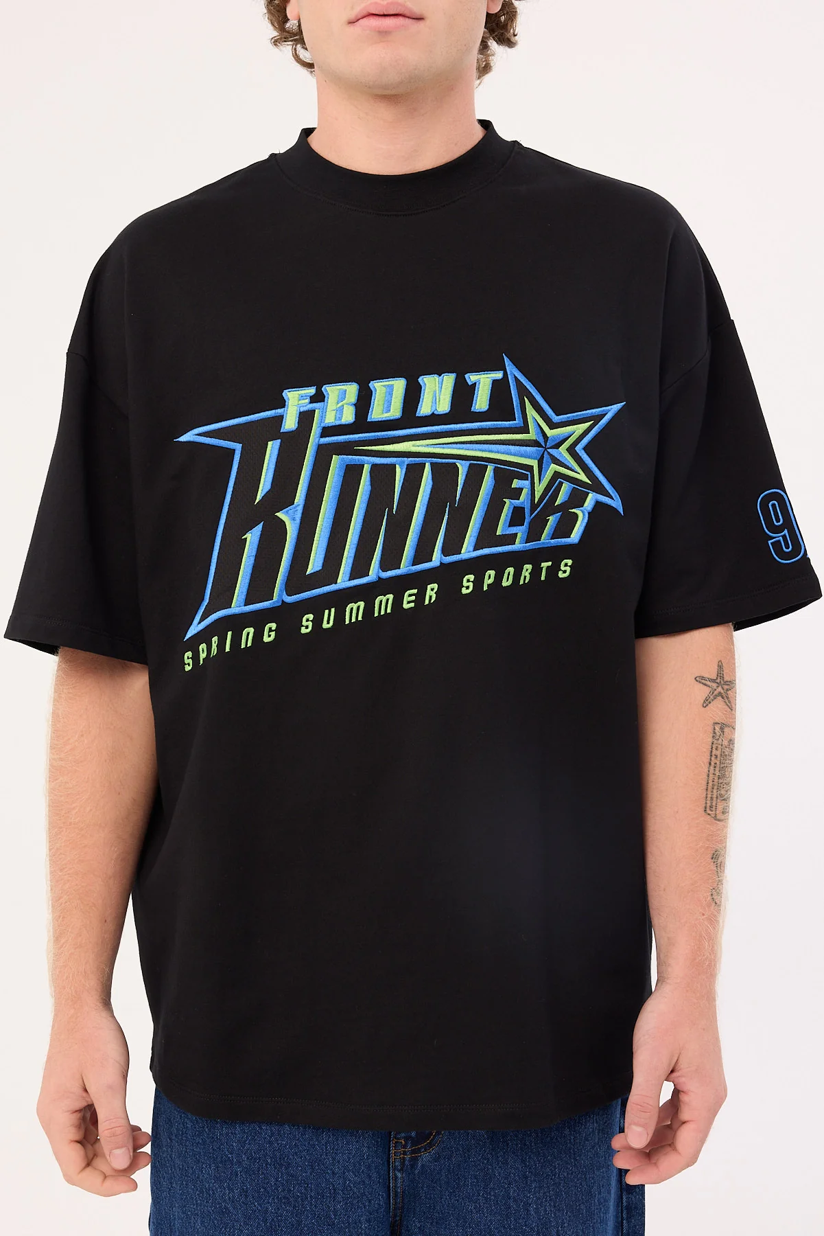 Front Runner Sports Star Tee Black Aqua - Image 9