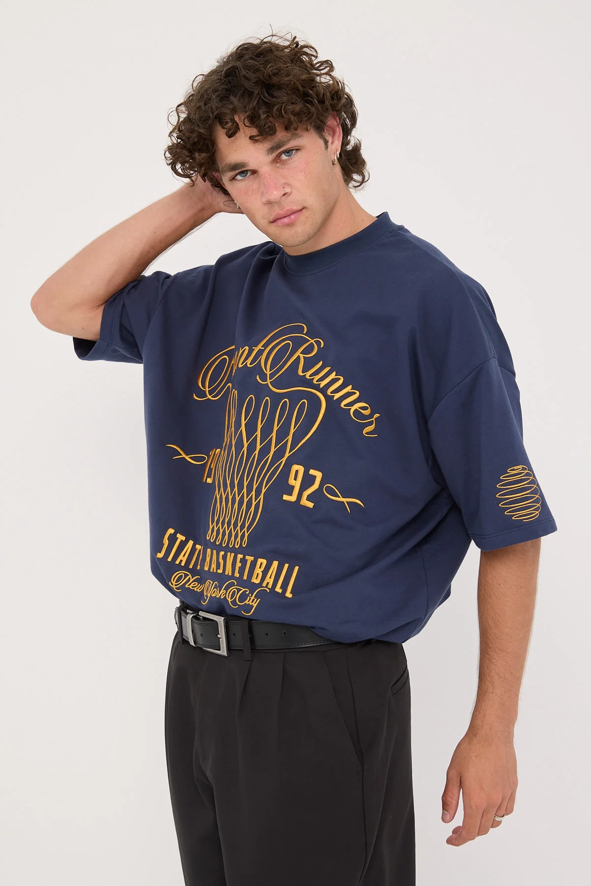 Front Runner State Basketball Tee Royal Navy - Image 5
