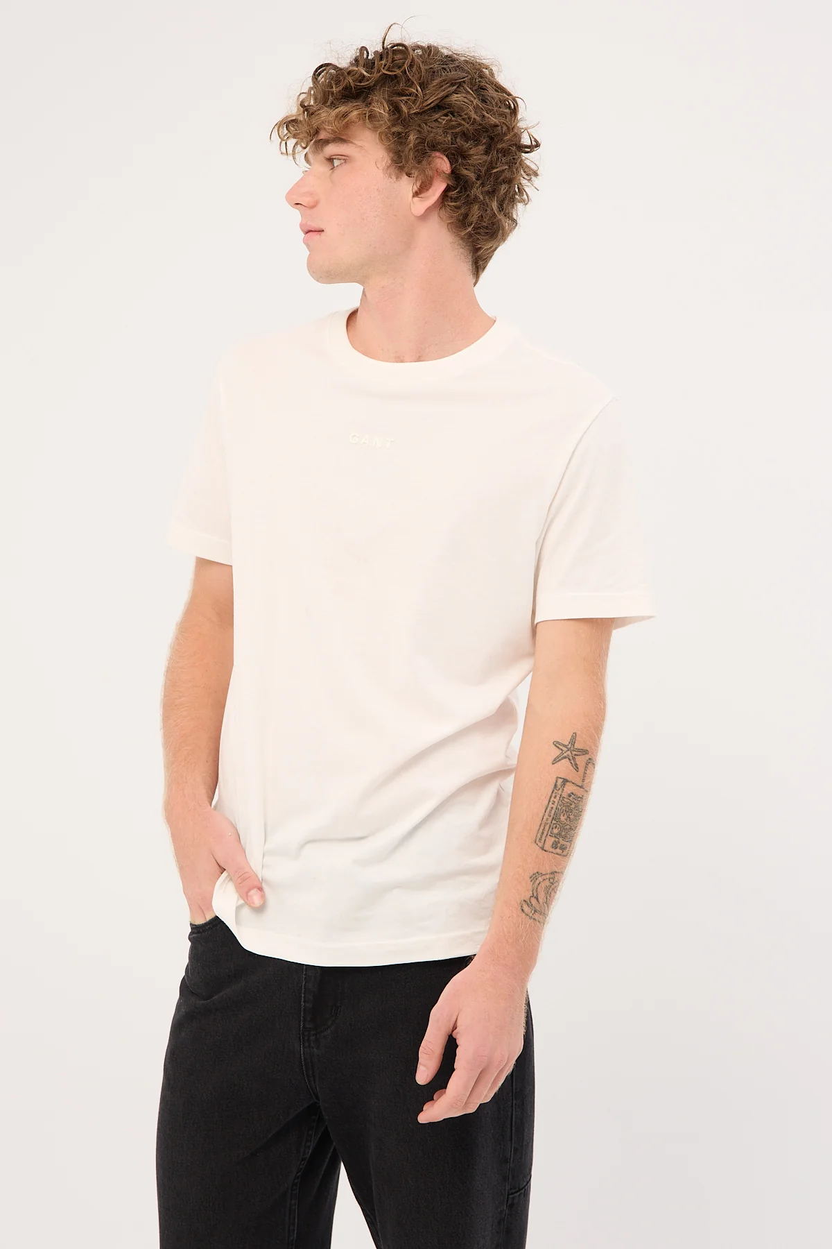 Gant 3D Logo SS T-Shirt Eggshell - Image 3