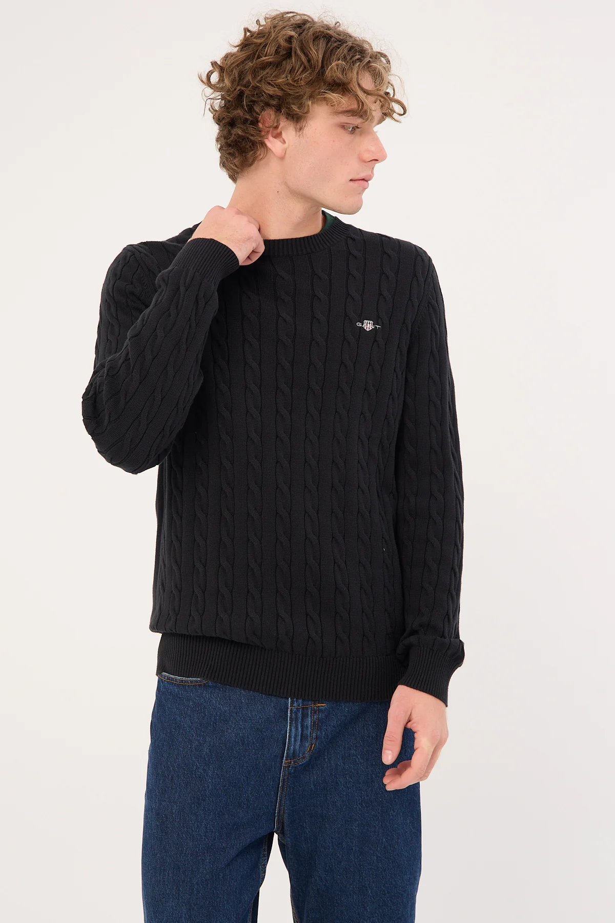 Gant Cotton Cable C-Neck Black