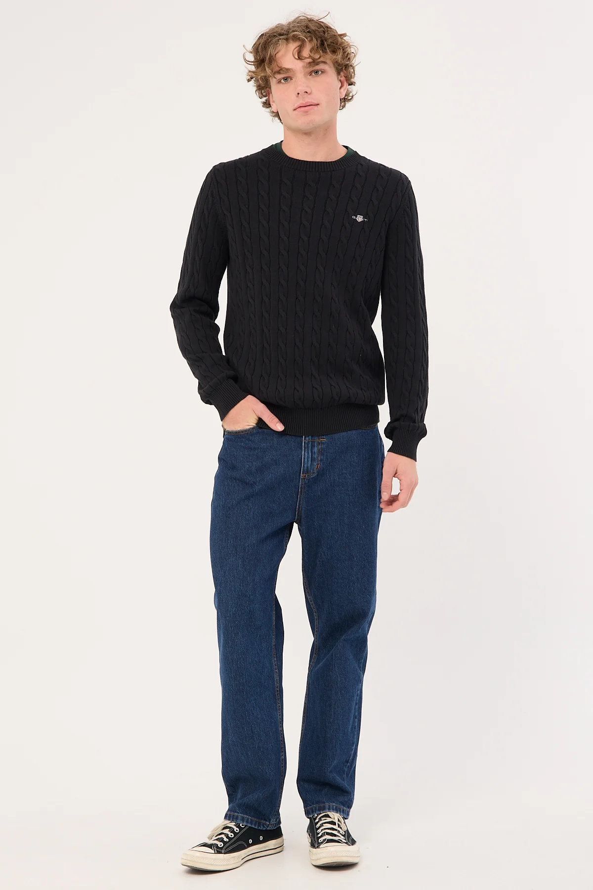 Gant Cotton Cable C-Neck Black - Image 2