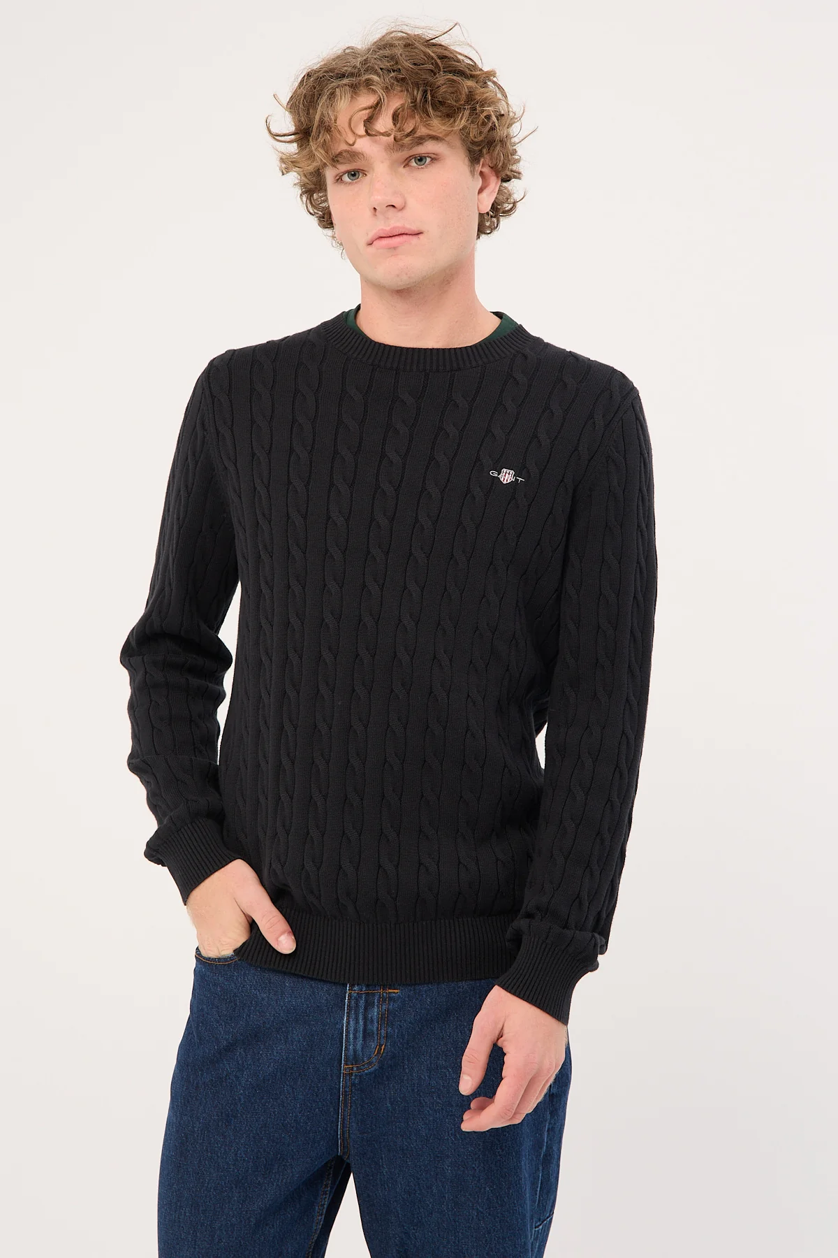 Gant Cotton Cable C-Neck Black - Image 3