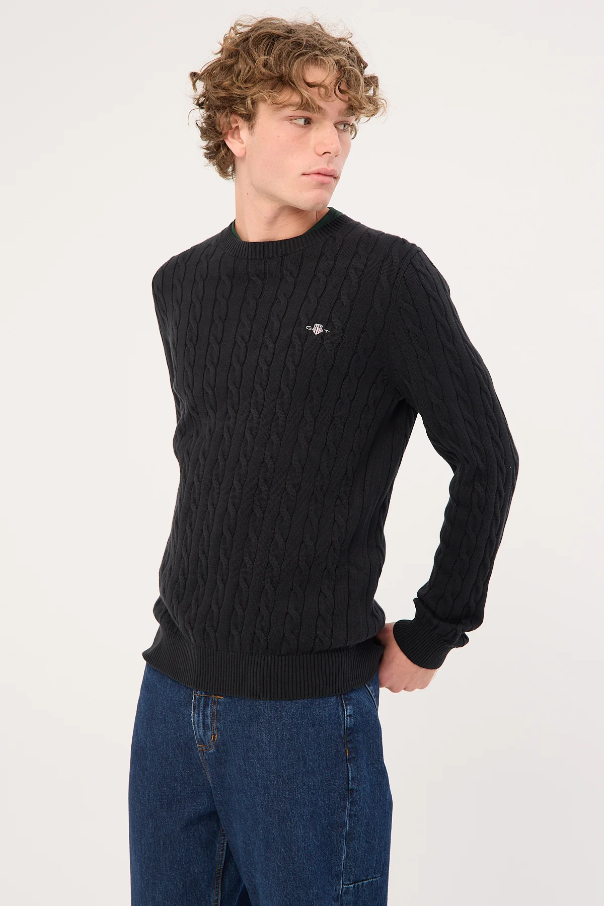 Gant Cotton Cable C-Neck Black - Image 4