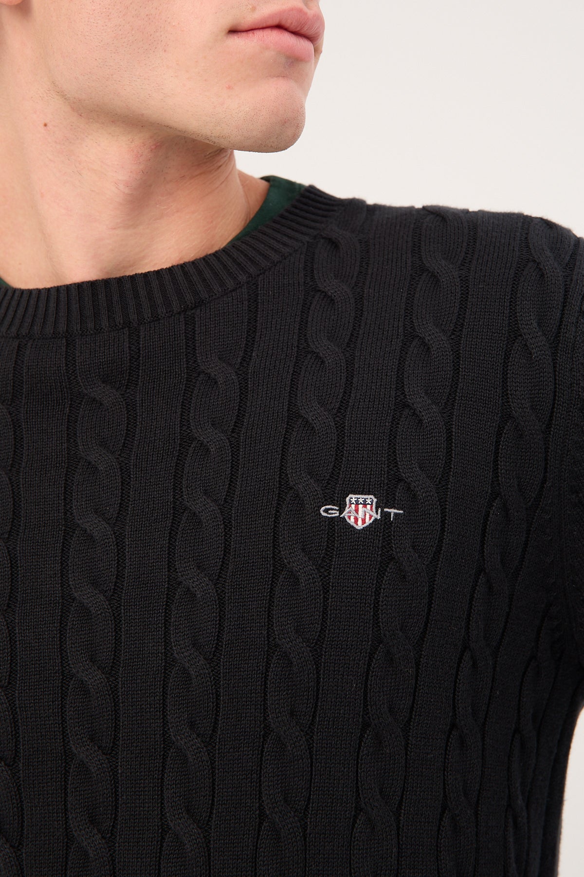 Gant Cotton Cable C-Neck Black - Image 6