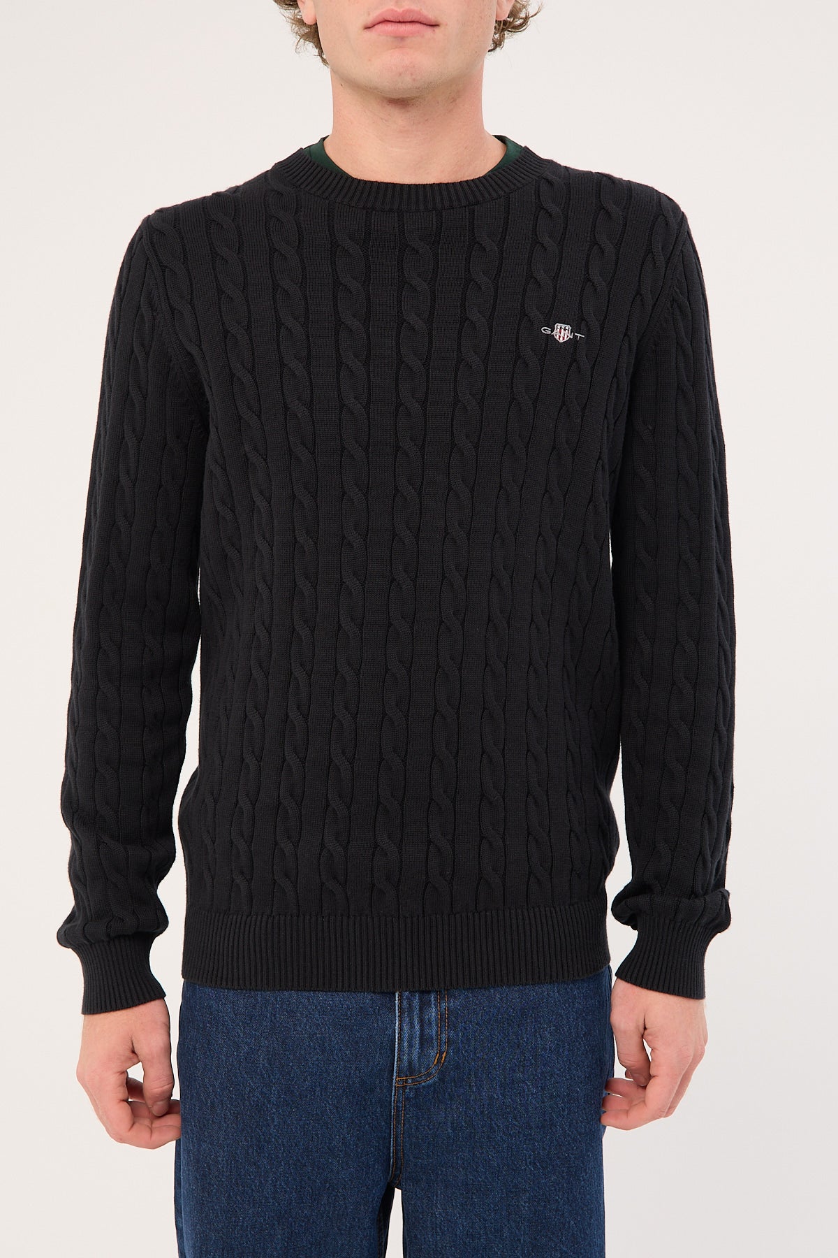 Gant Cotton Cable C-Neck Black - Image 7