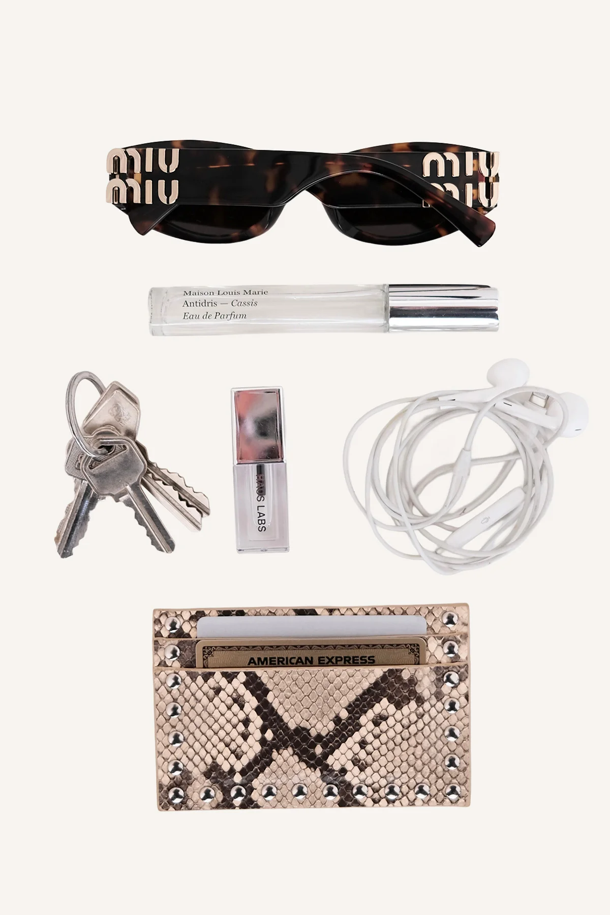 Georgia Mae The Rae Stud Card Wallet Snakeskin