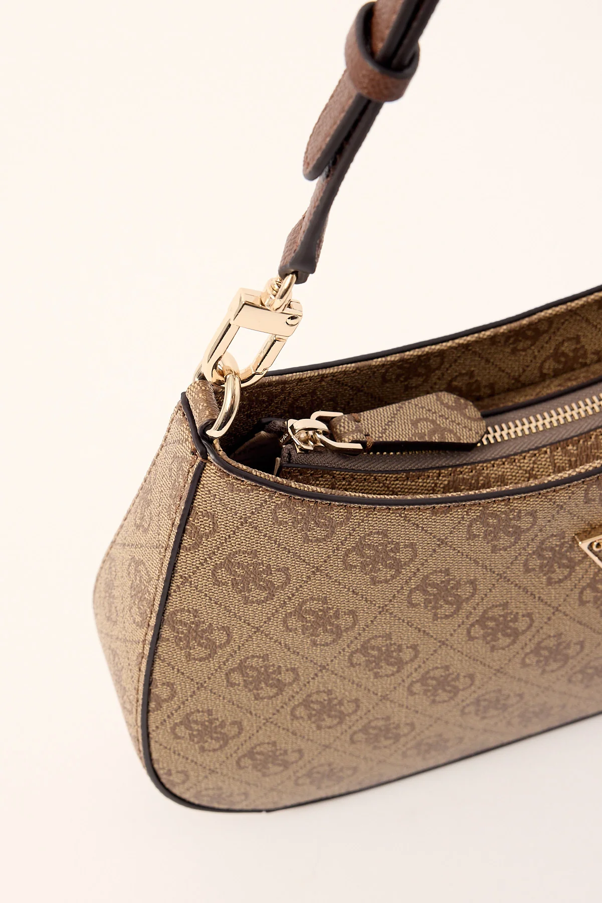 Guess Noelle II Top Zip Shoulder Bag Latte Logo/Brown - Image 2