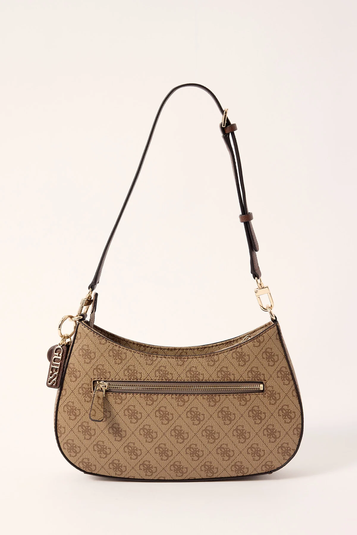 Guess Noelle II Top Zip Shoulder Bag Latte Logo/Brown - Image 4
