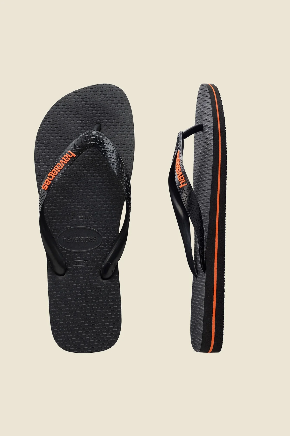 Havaianas Rubber Logo Thong Black Orange - Image 4