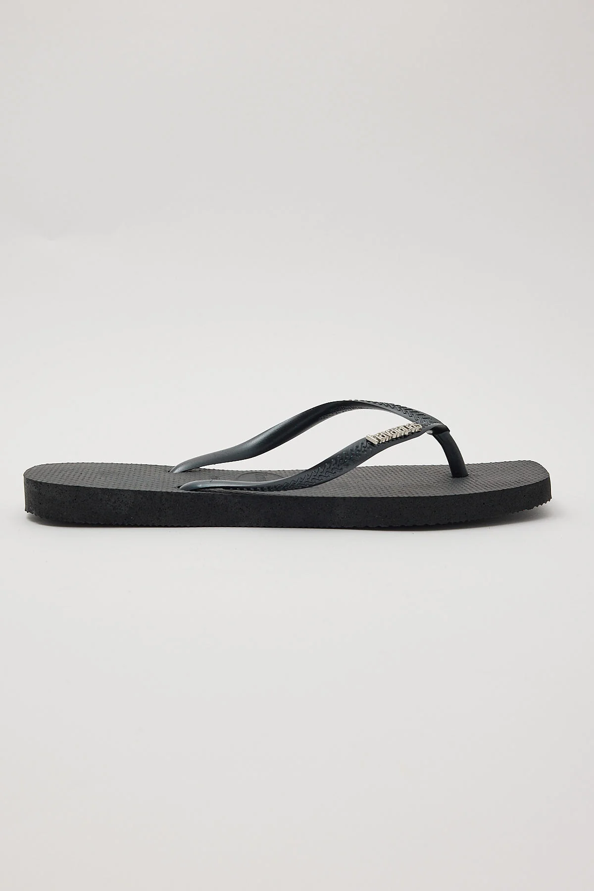 Havaianas Slim Square Logo Metallic Thong Black Silver