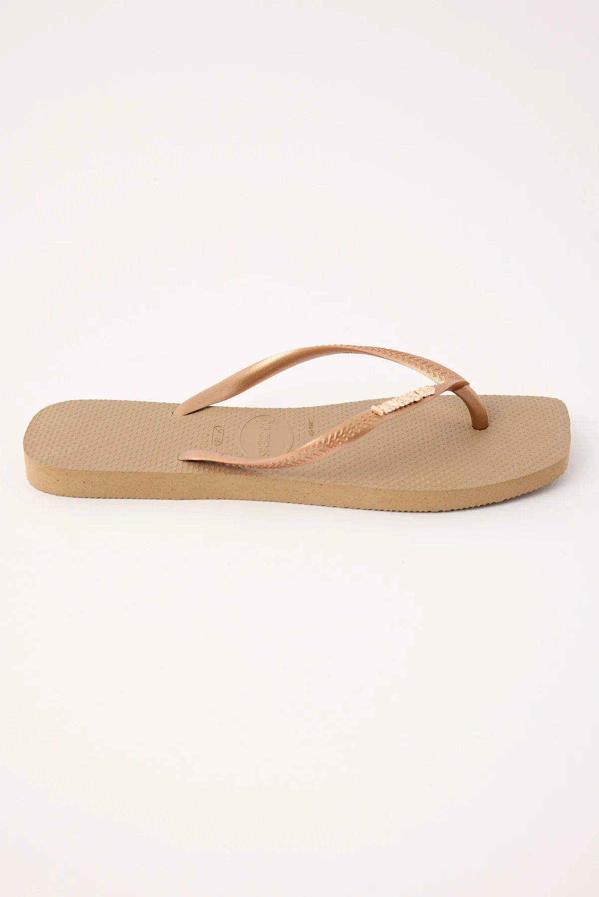 Havaianas Slim Square Logo Metallic Thong Rose Gold