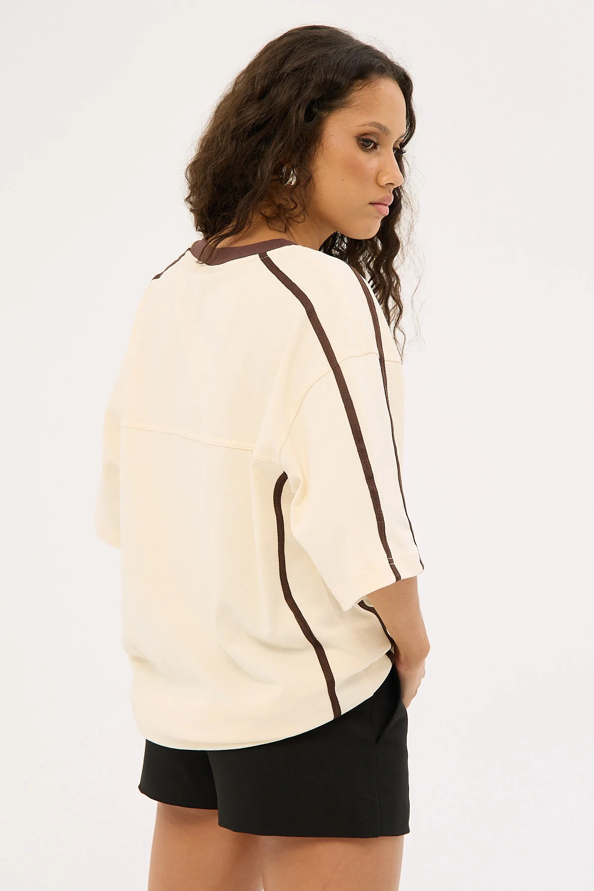 Jgr & Stn Layla Oversized Jersey Off White/Brown - Image 5