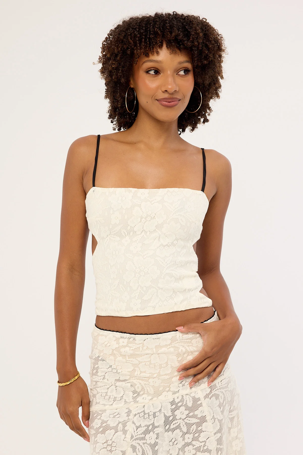 Jgr & Stn Myra Lace Tie Top Antique White