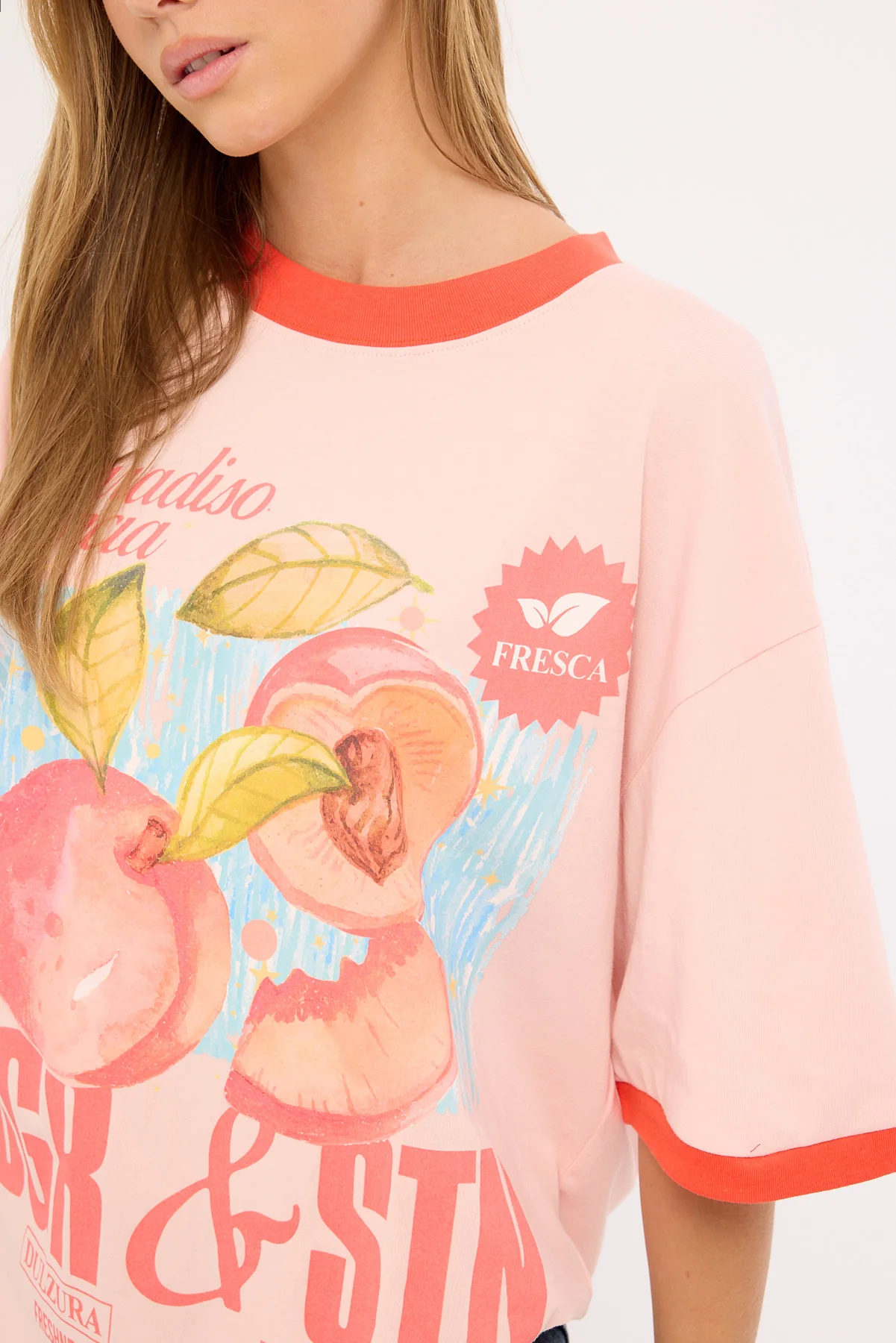 Jgr & Stn Peaches Oversized T-Shirt Peach - Image 4