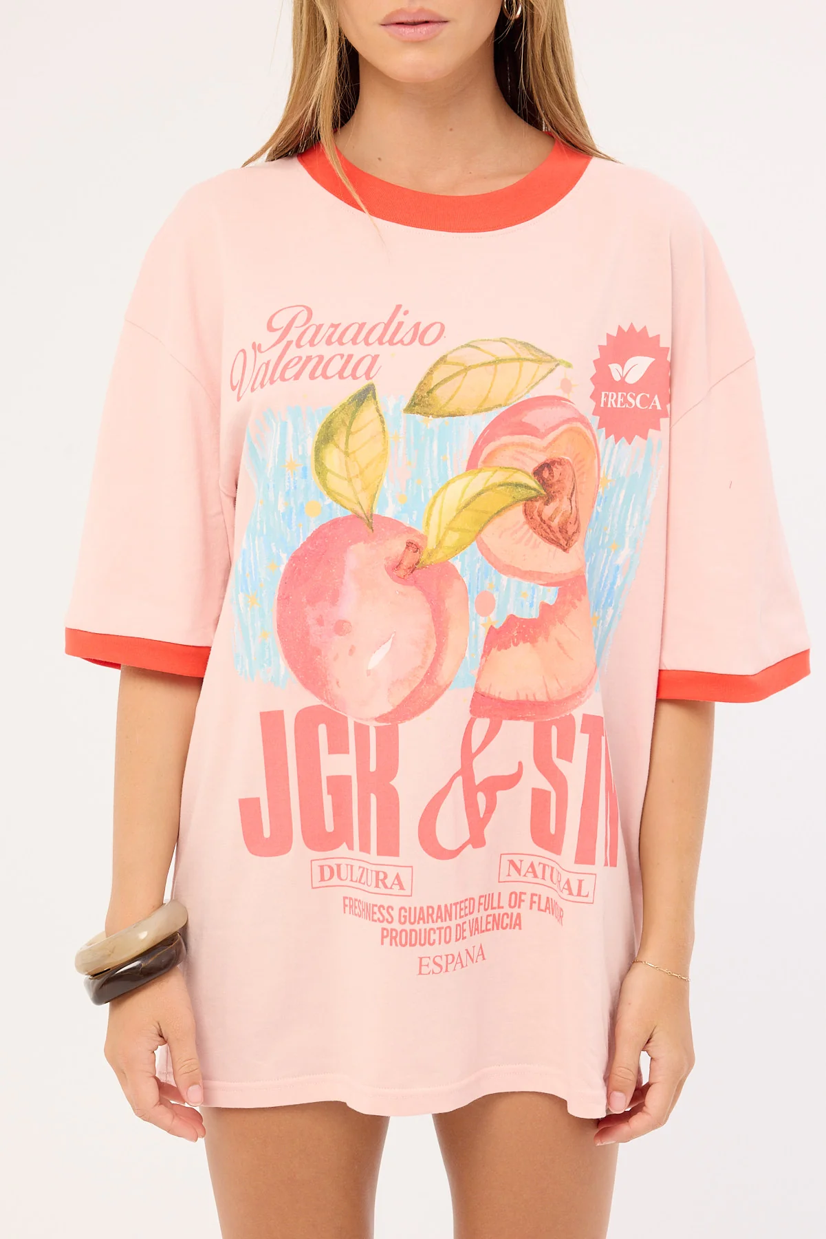 Jgr & Stn Peaches Oversized T-Shirt Peach - Image 6