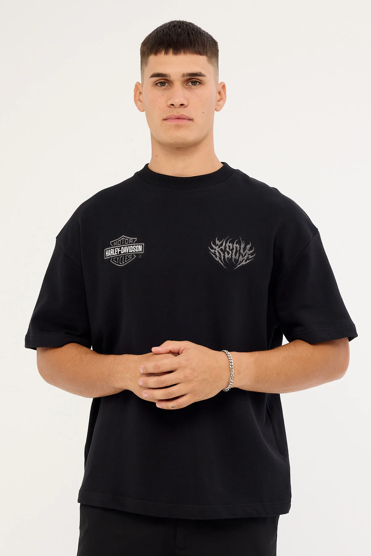 Kiss Chacey KSCY x Harley Davidson Outlaw Loopback Street Tee Jet Black - Image 3