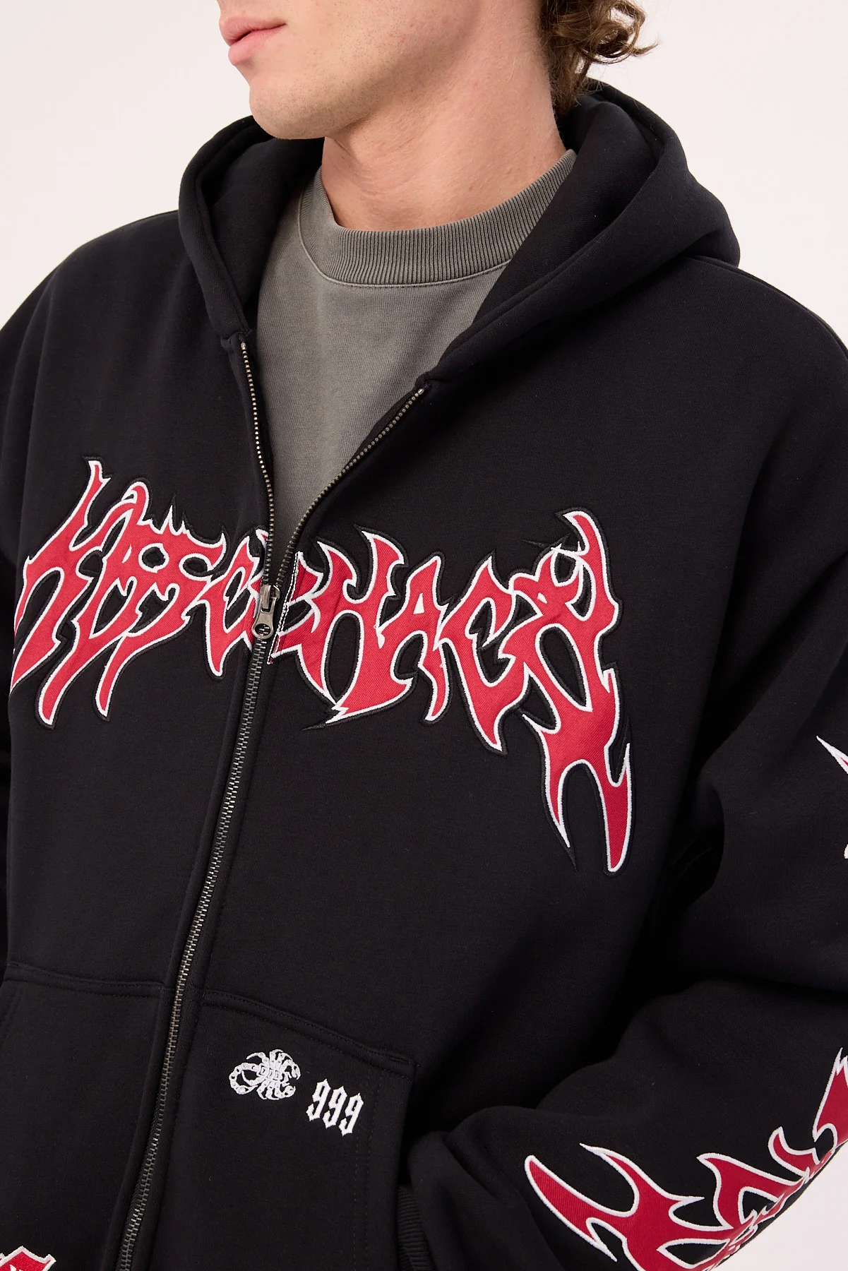 Kiss Chacey Razor Zip Through Hoodie Black - Image 4