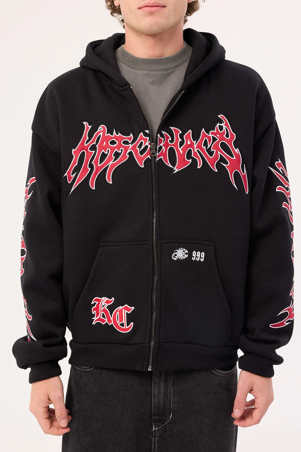 Kiss Chacey Razor Zip Through Hoodie Black - Image 6