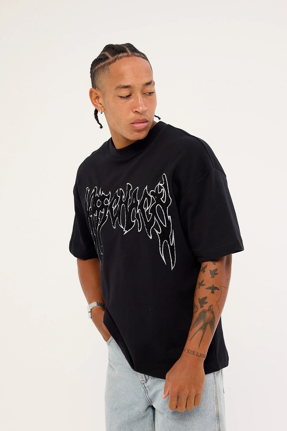 Kiss Chacey Scyth Loopback Street Tee Jet Black - Image 3