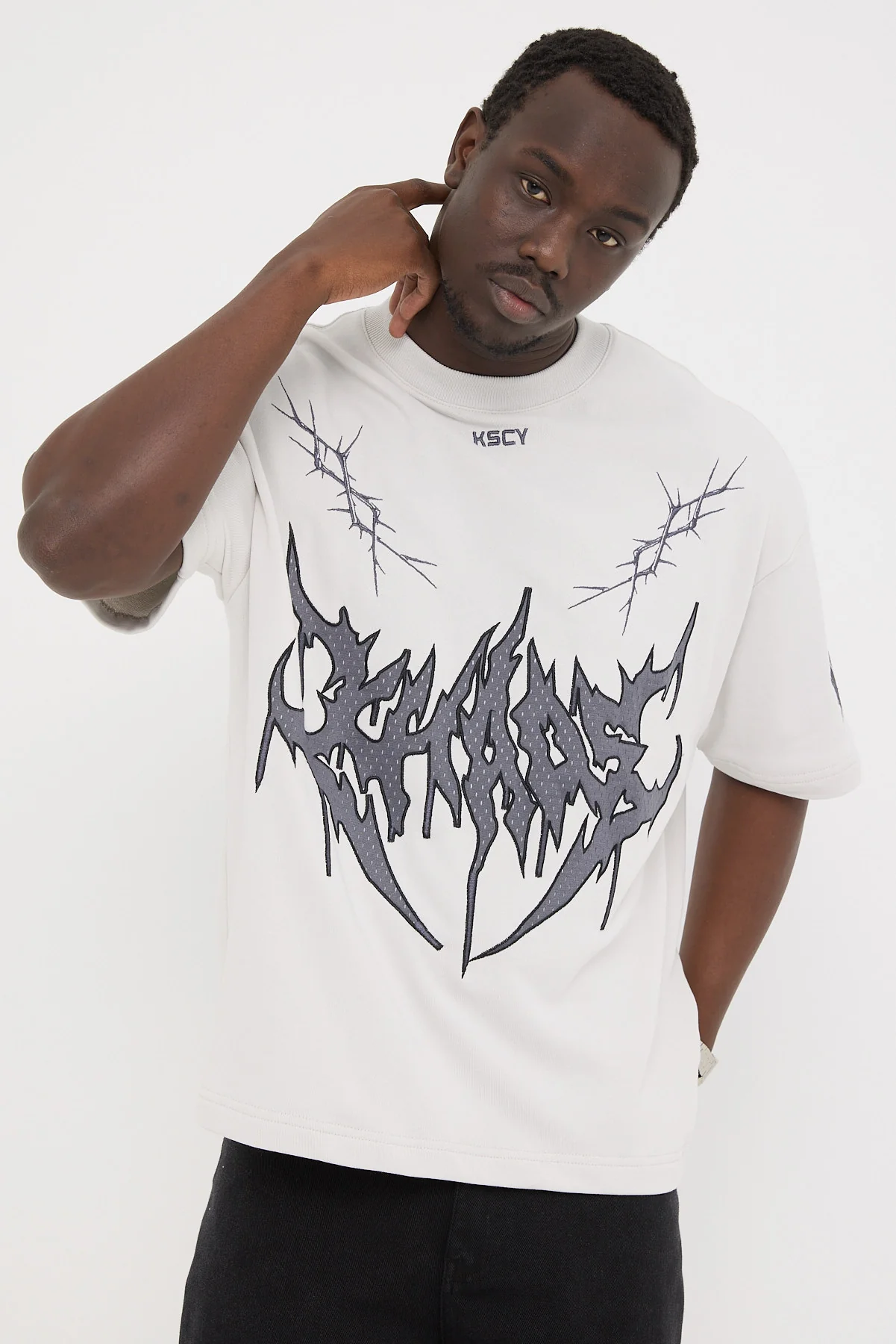 Kiss Chacey Shake Loopback Street Tee Glacier Grey - Image 2