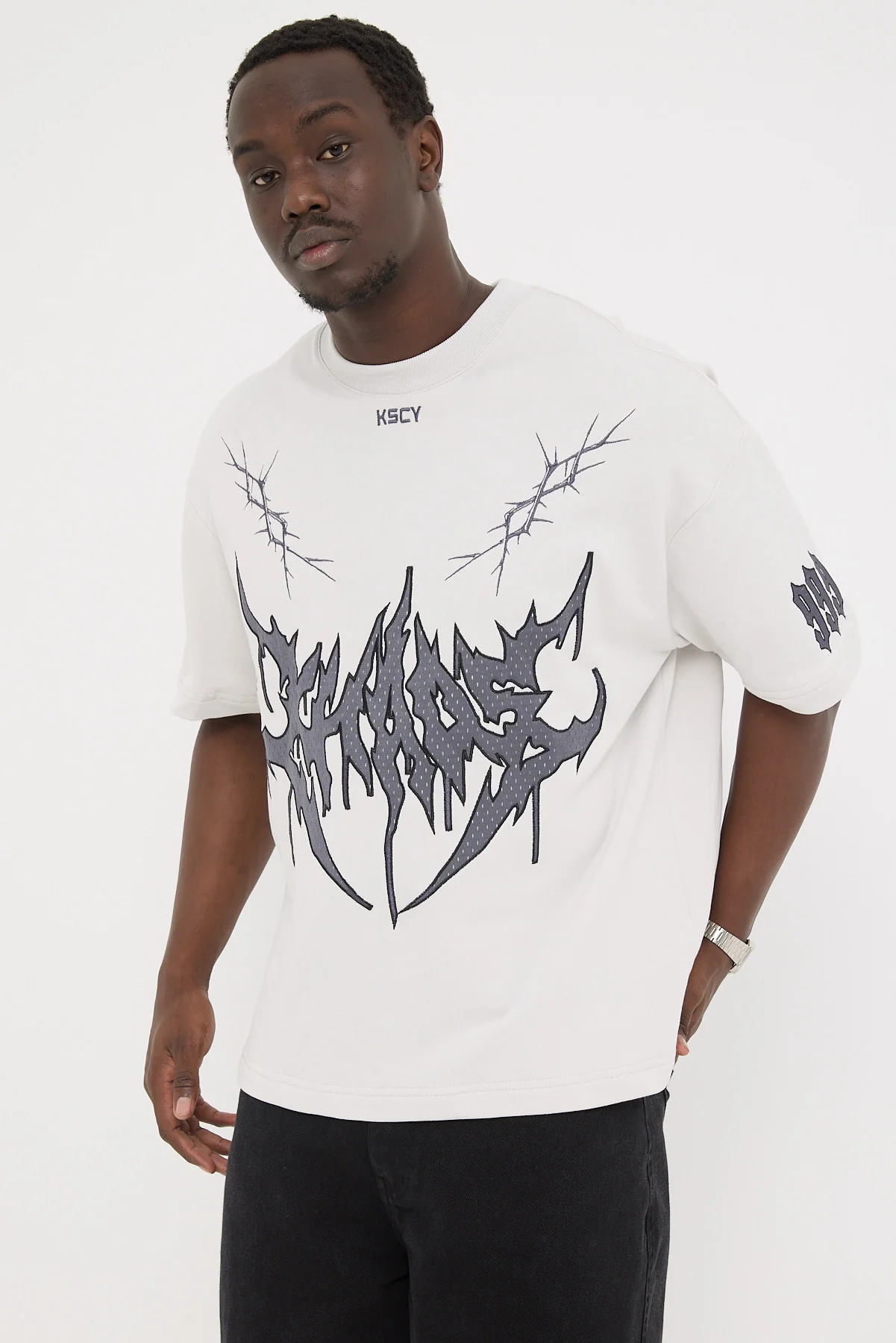 Kiss Chacey Shake Loopback Street Tee Glacier Grey - Image 3