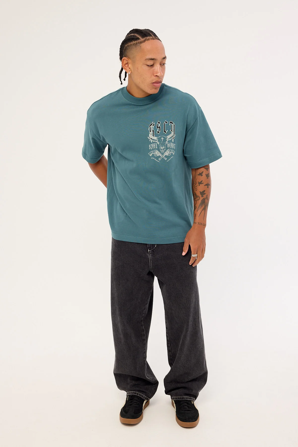 Kiss Chacey Steel Heart Street Tee Bright Teal - Image 2