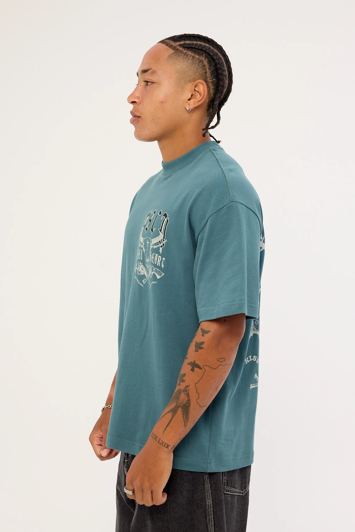 Kiss Chacey Steel Heart Street Tee Bright Teal - Image 4