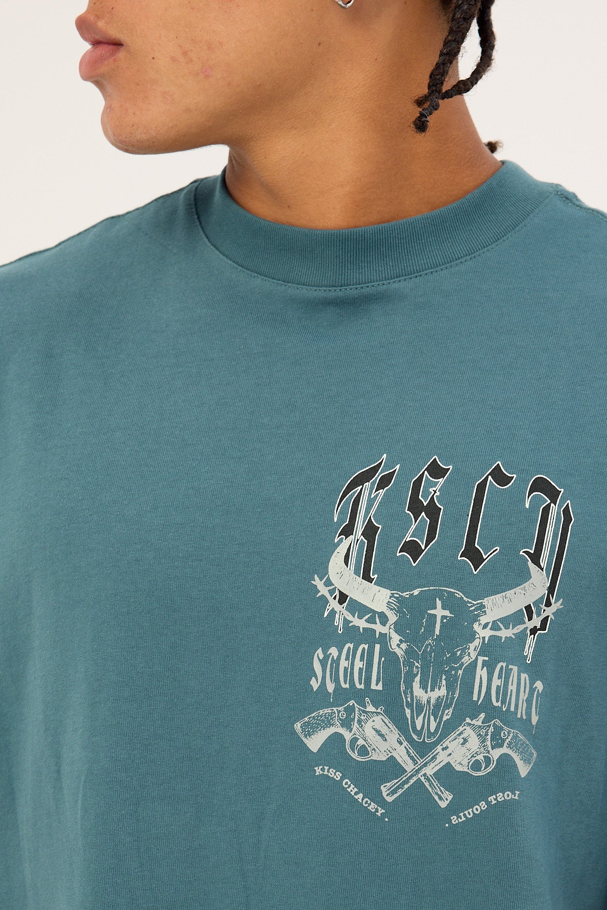 Kiss Chacey Steel Heart Street Tee Bright Teal - Image 6