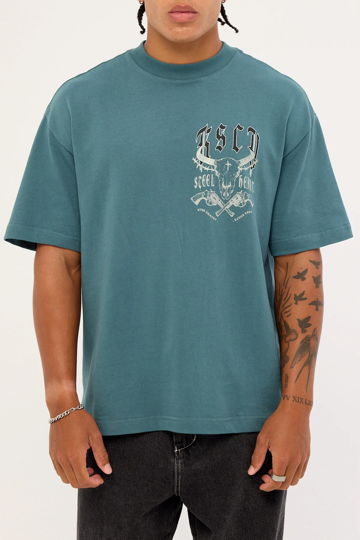 Kiss Chacey Steel Heart Street Tee Bright Teal - Image 7