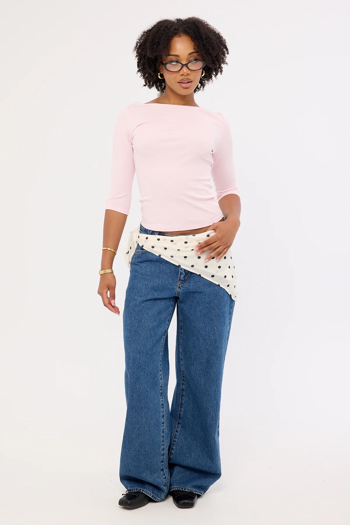 L&t Chelsea 3/4 sleeve Top Pink - Image 2