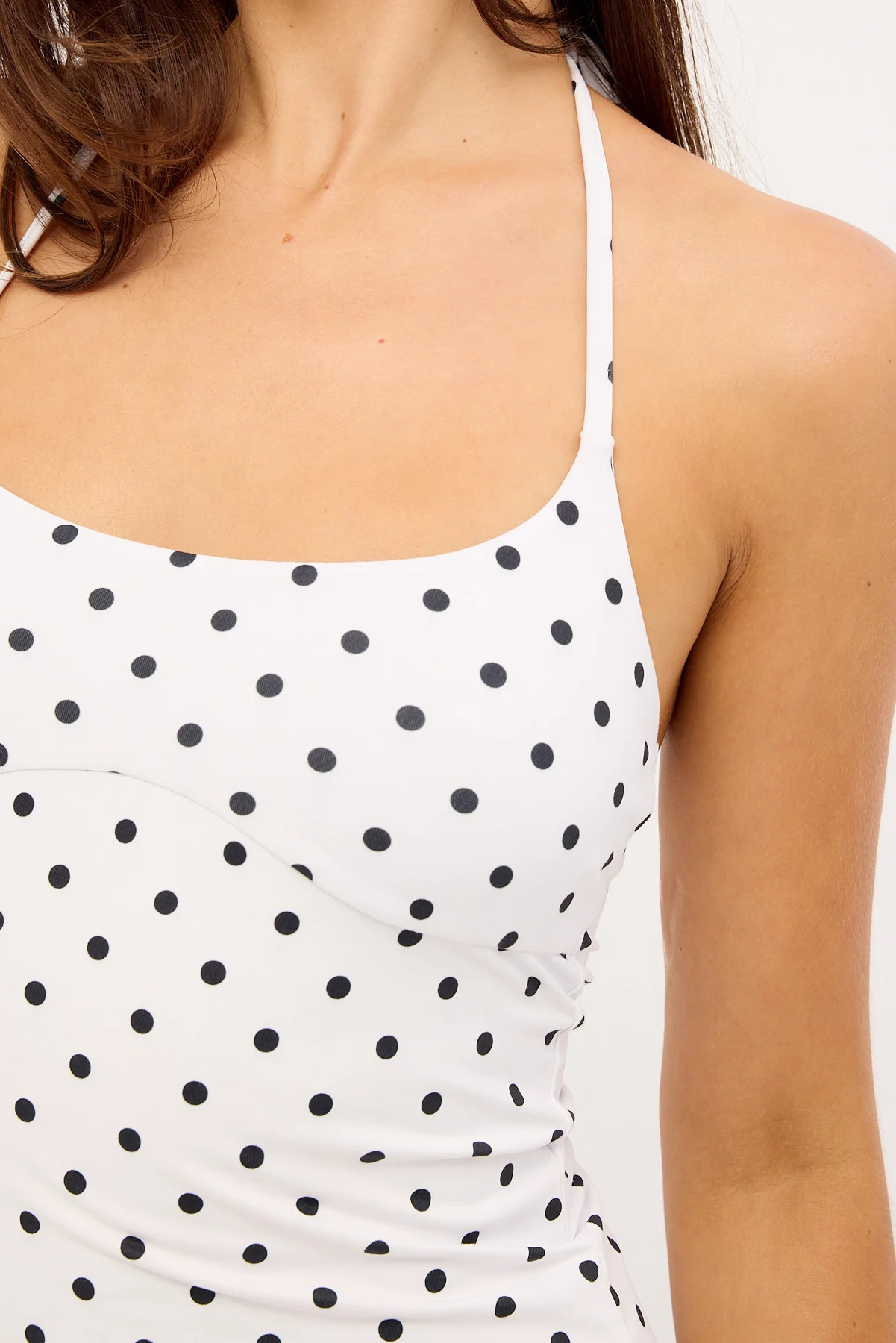 L&t Halter Tie Tank Top White Polka - Image 7