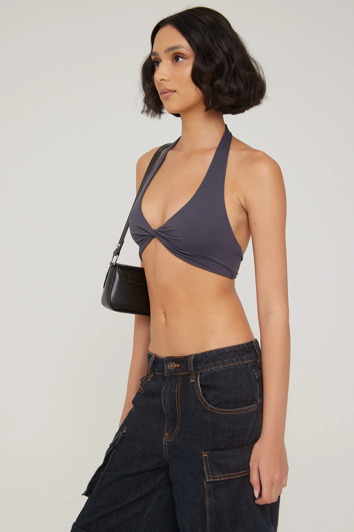 L&t Halter Twist Bralette Charcoal - Image 3