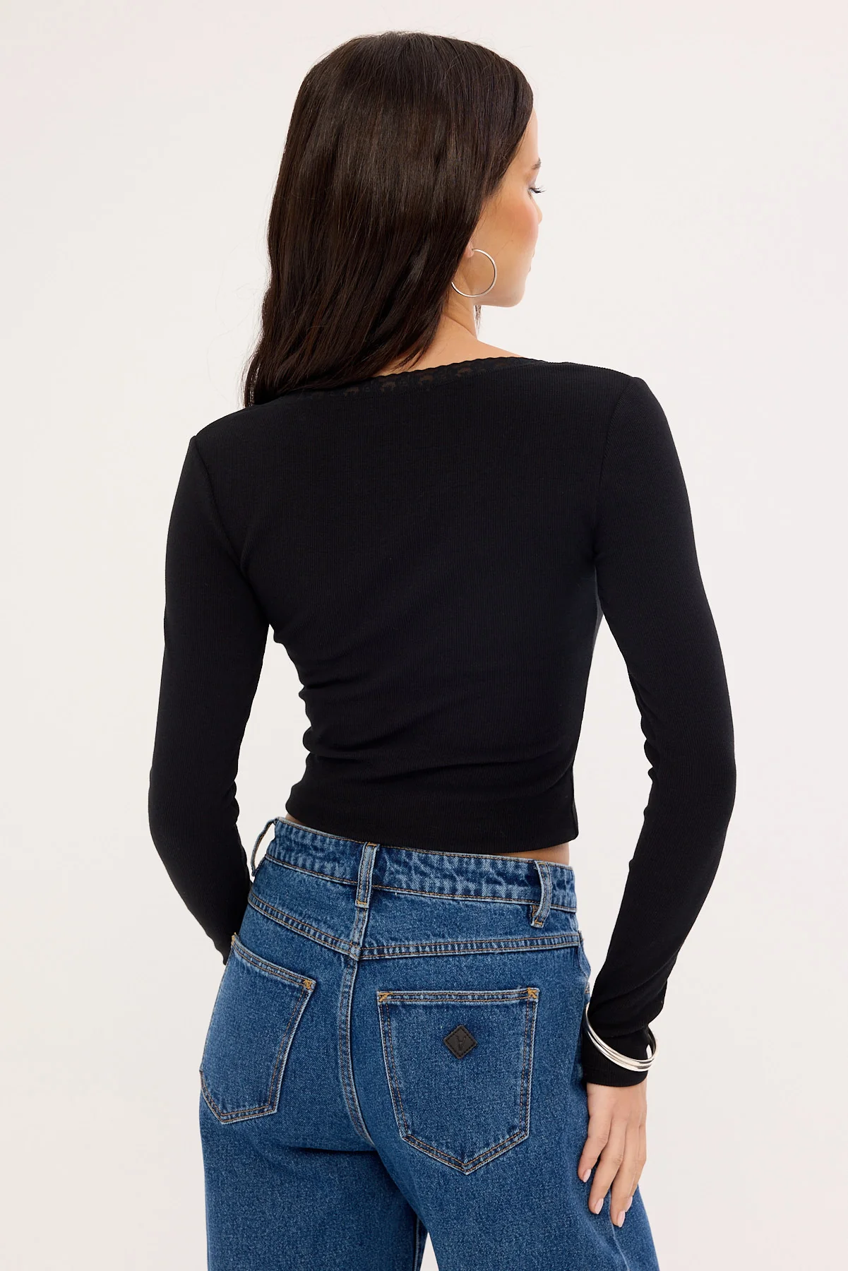 L&t Lace Trim Long Sleeve T-shirt Black - Image 5
