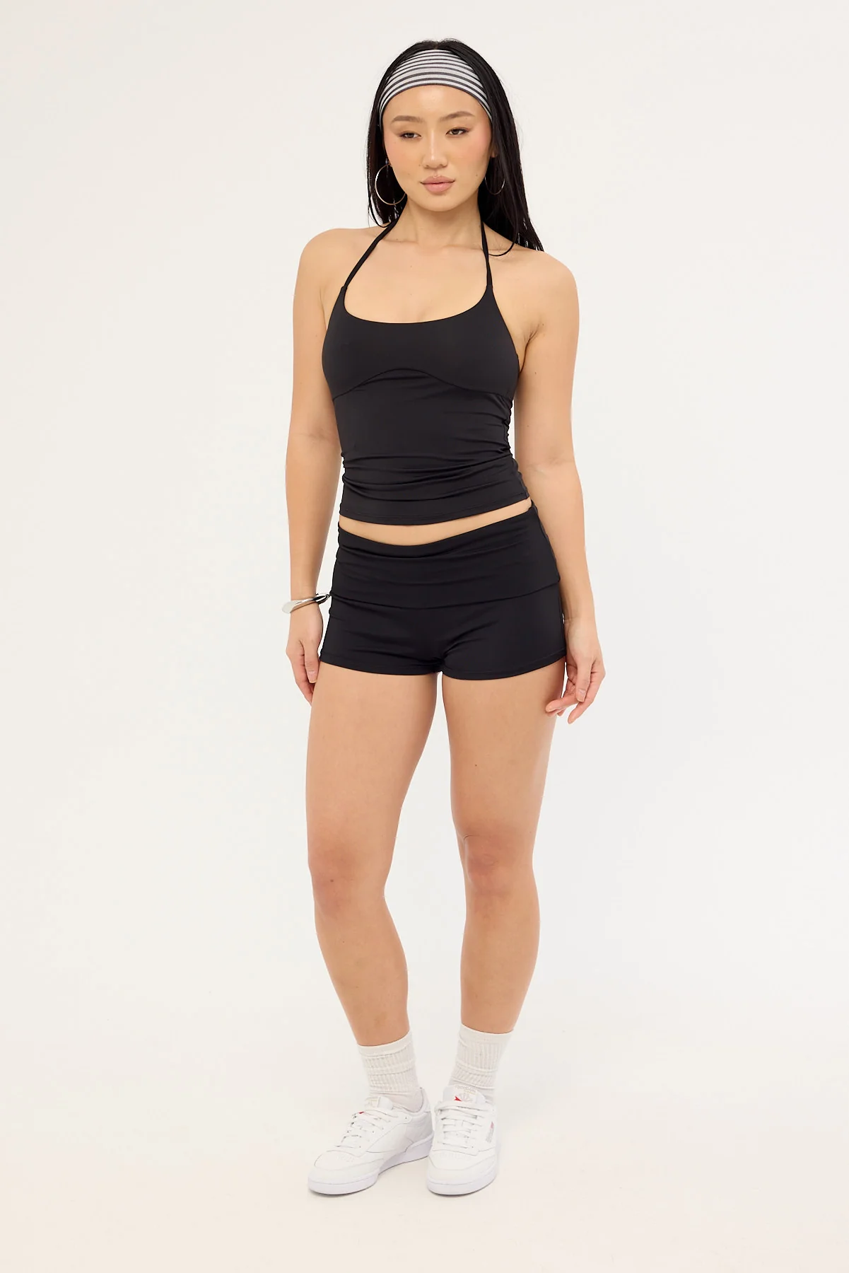 L&t Lia Jersey Fold Over Short Black