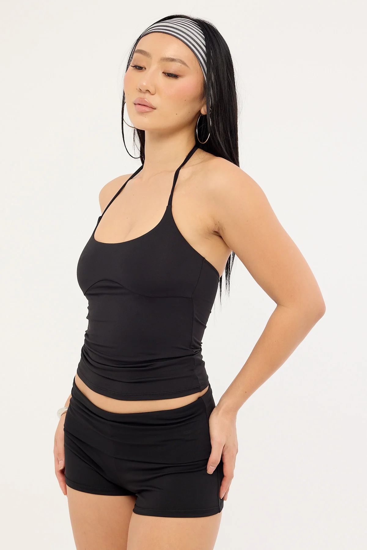 L&t Lia Jersey Fold Over Short Black - Image 3